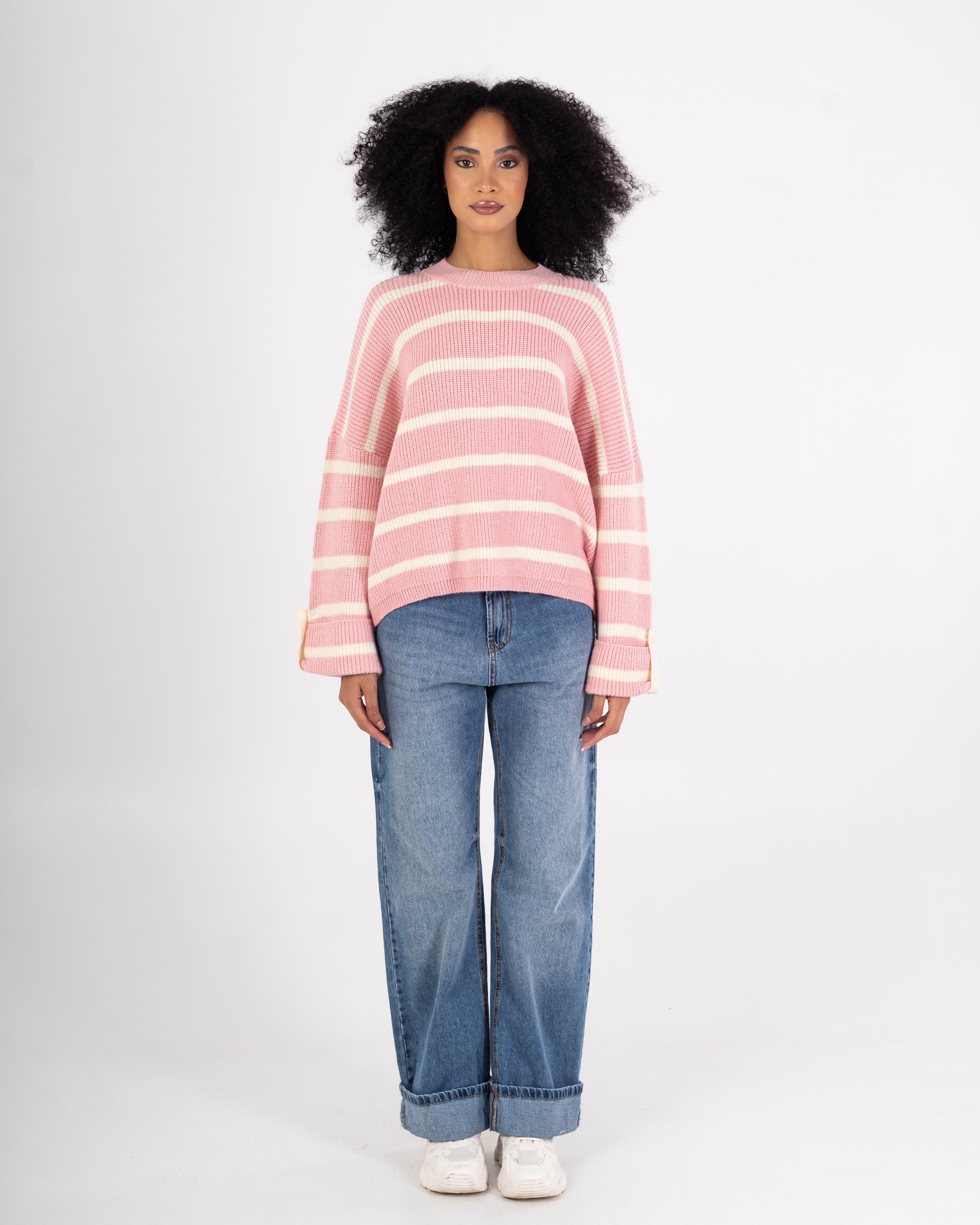 Knitwear Pullover – Striped (Buttoned Sleeves)