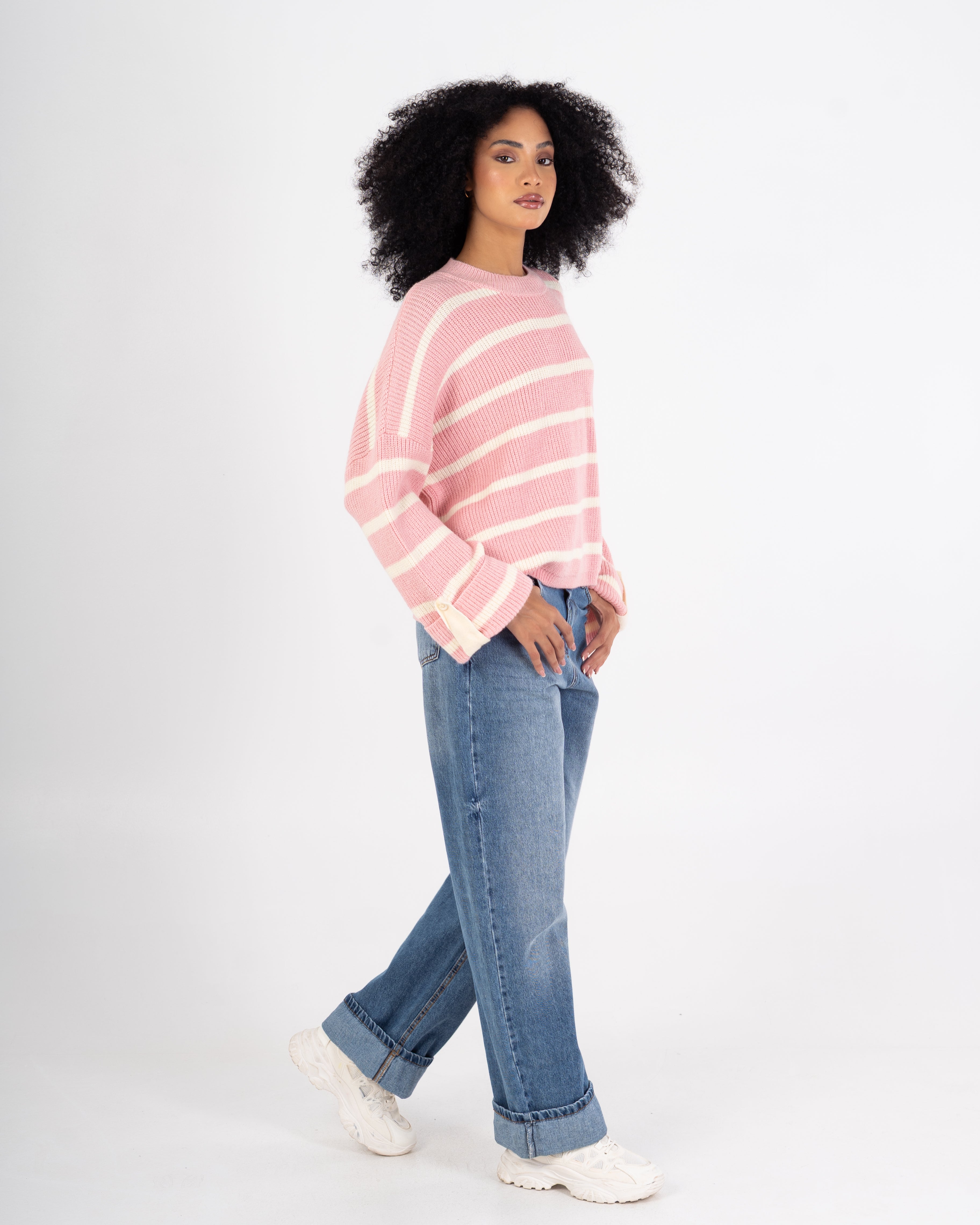 Knitwear Pullover – Striped (Buttoned Sleeves)