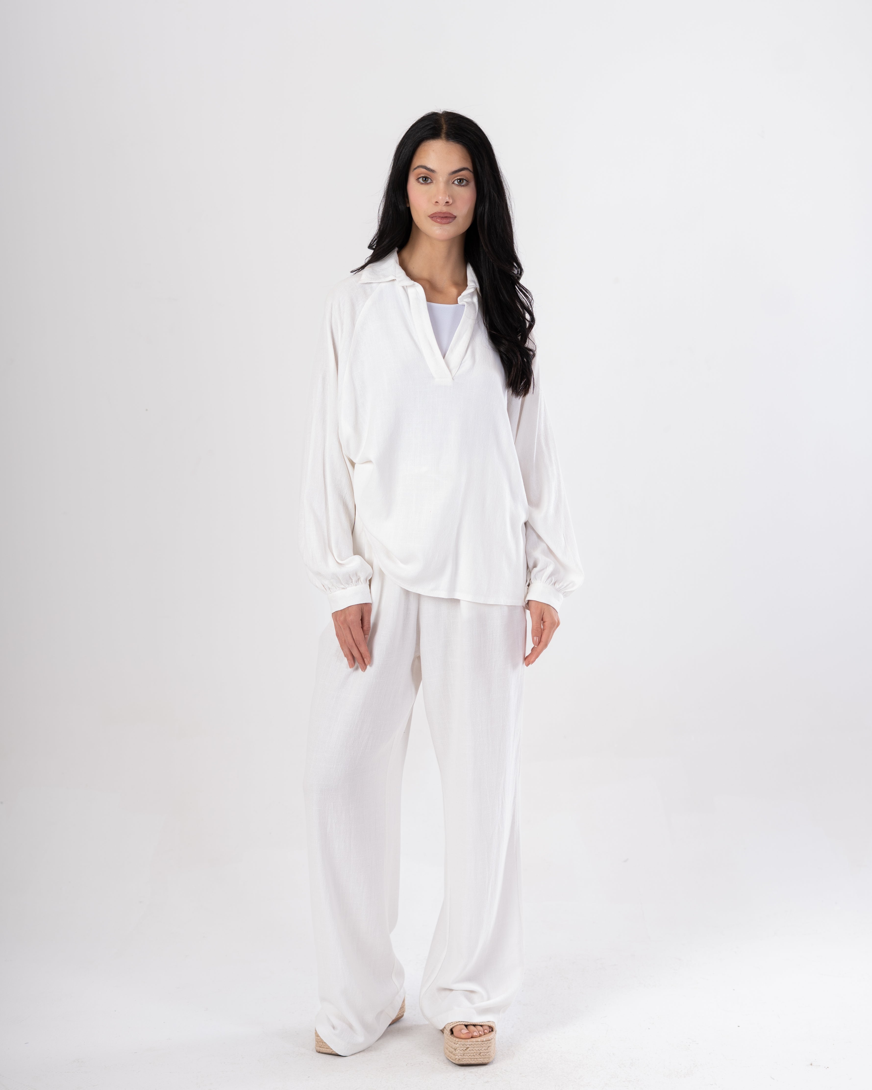 Plain Shirt – (V-Neck) With Wide Sleeves