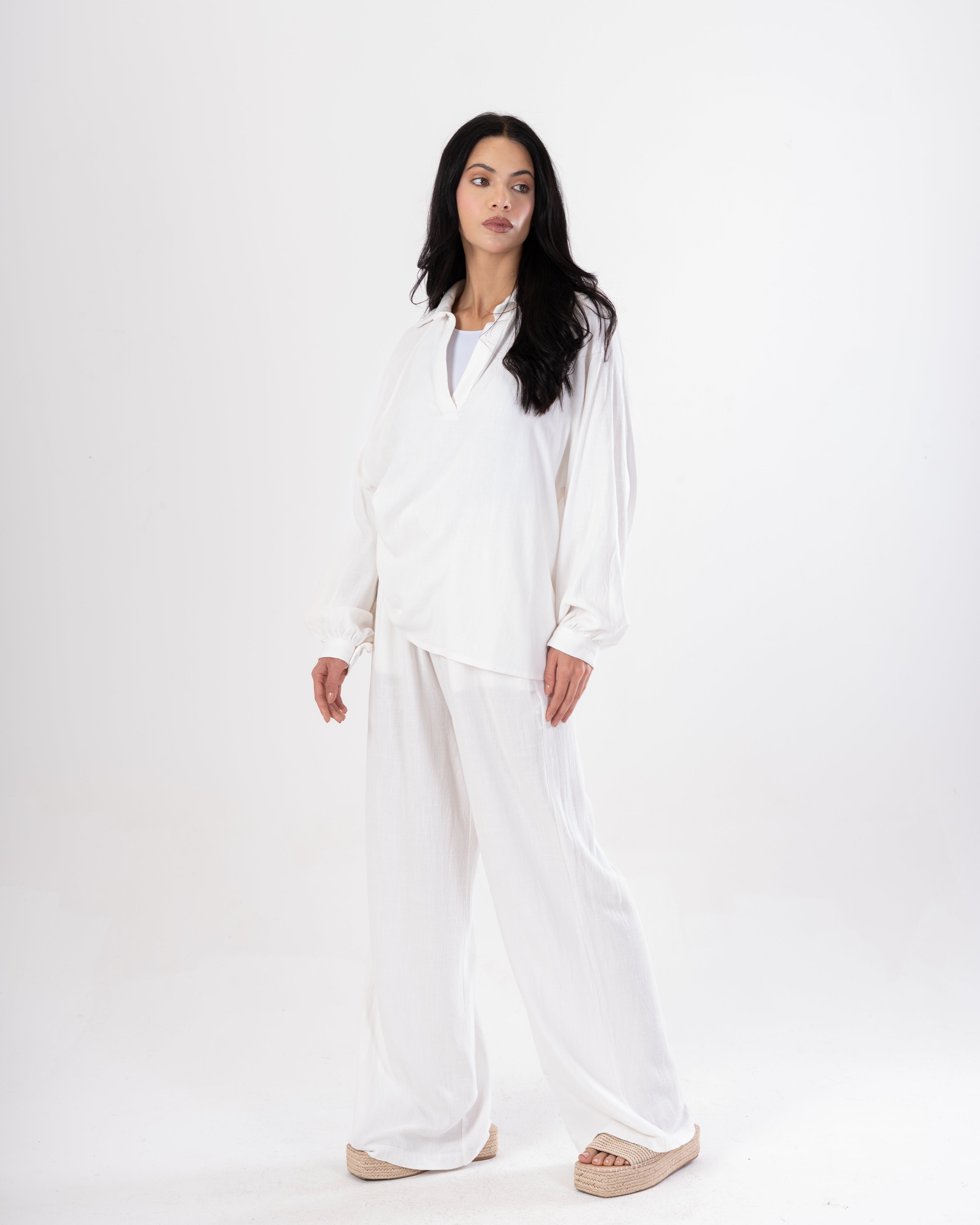 Plain Shirt – (V-Neck) With Wide Sleeves