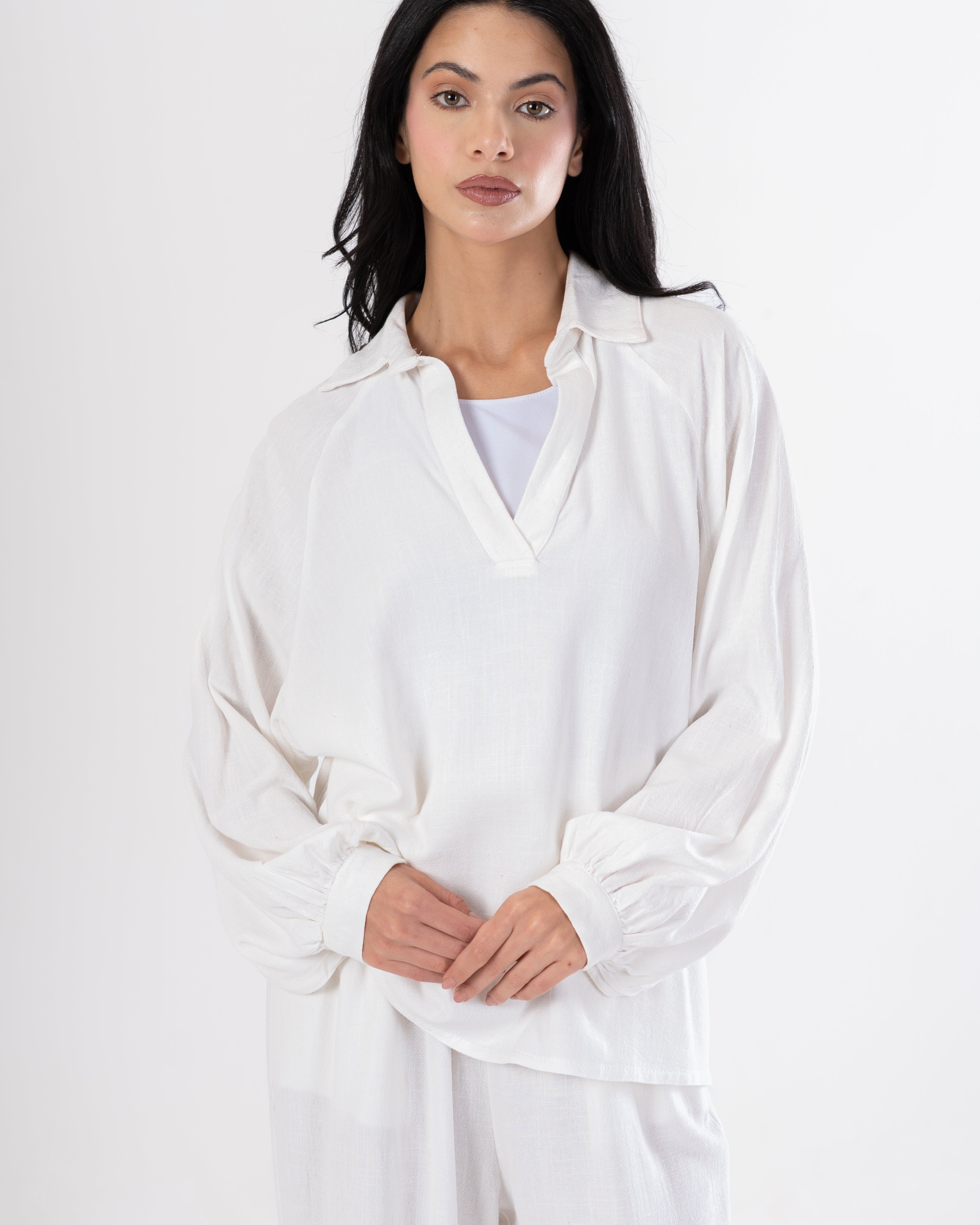 Plain Shirt – (V-Neck) With Wide Sleeves