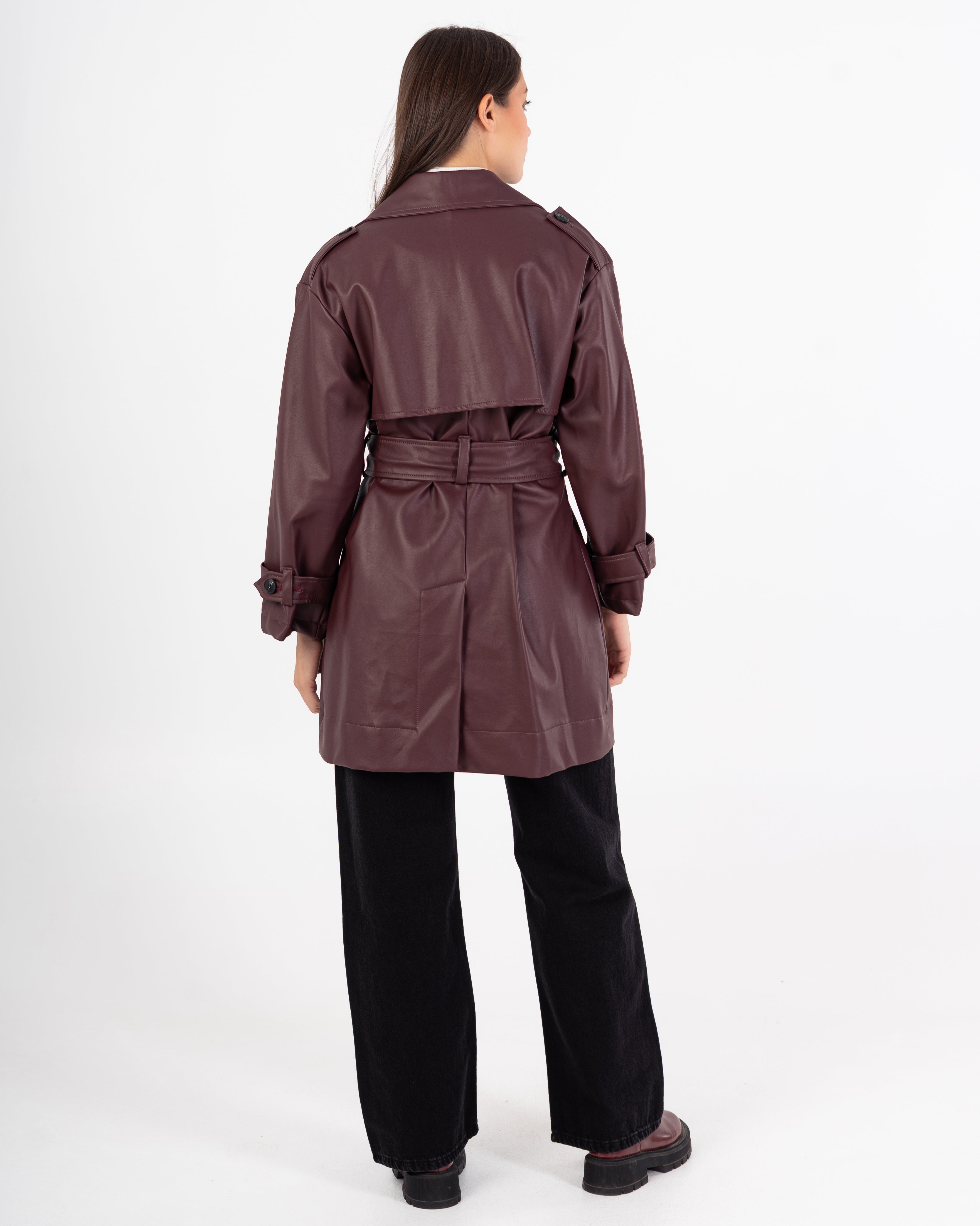 Leather Jacket – Plain (Belted Waist - Sleeves)