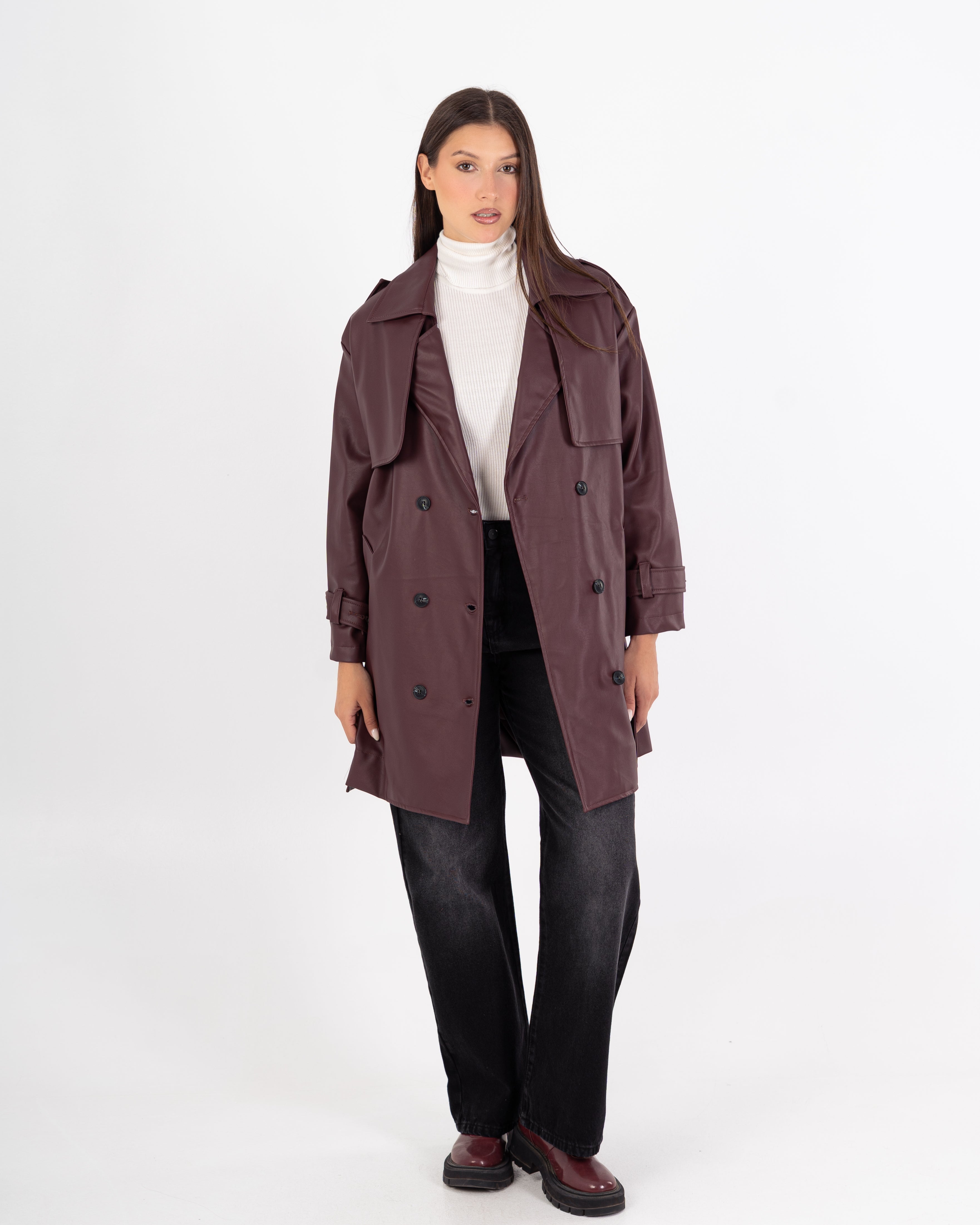 Leather Jacket – Plain (Belted Waist - Sleeves)