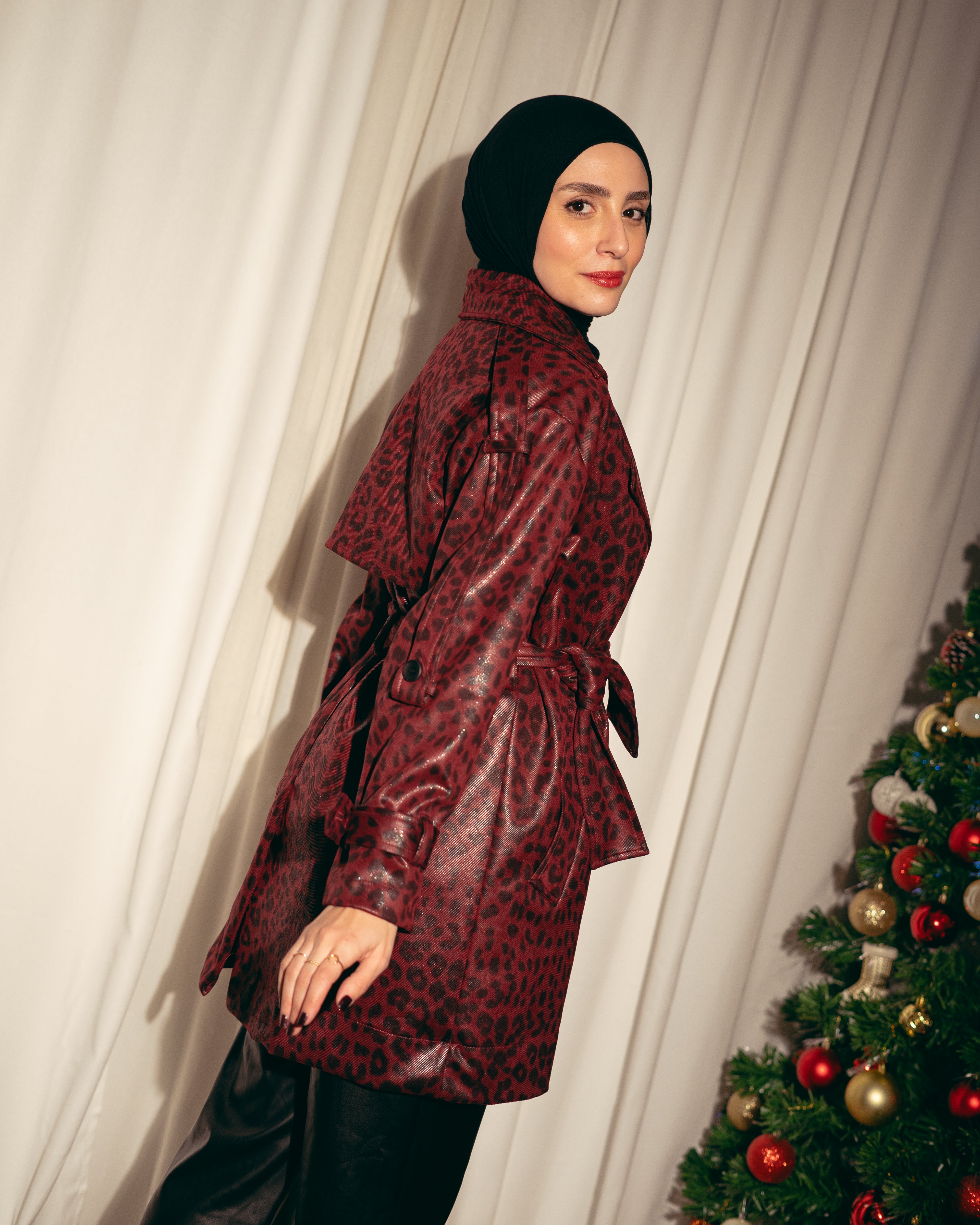 Patterned Trench Coat – Leopard Leather