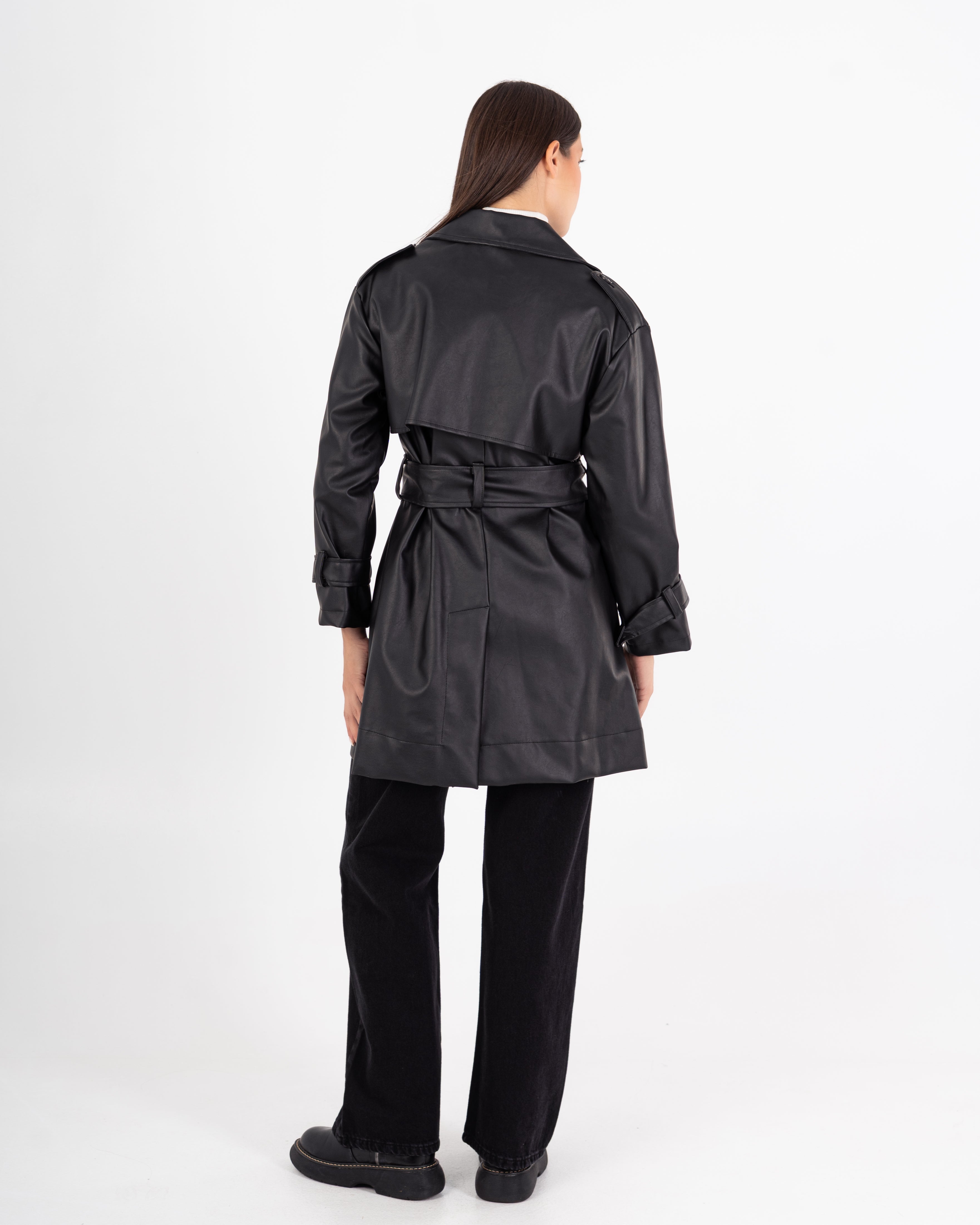 Leather Jacket – Plain (Belted Waist - Sleeves)