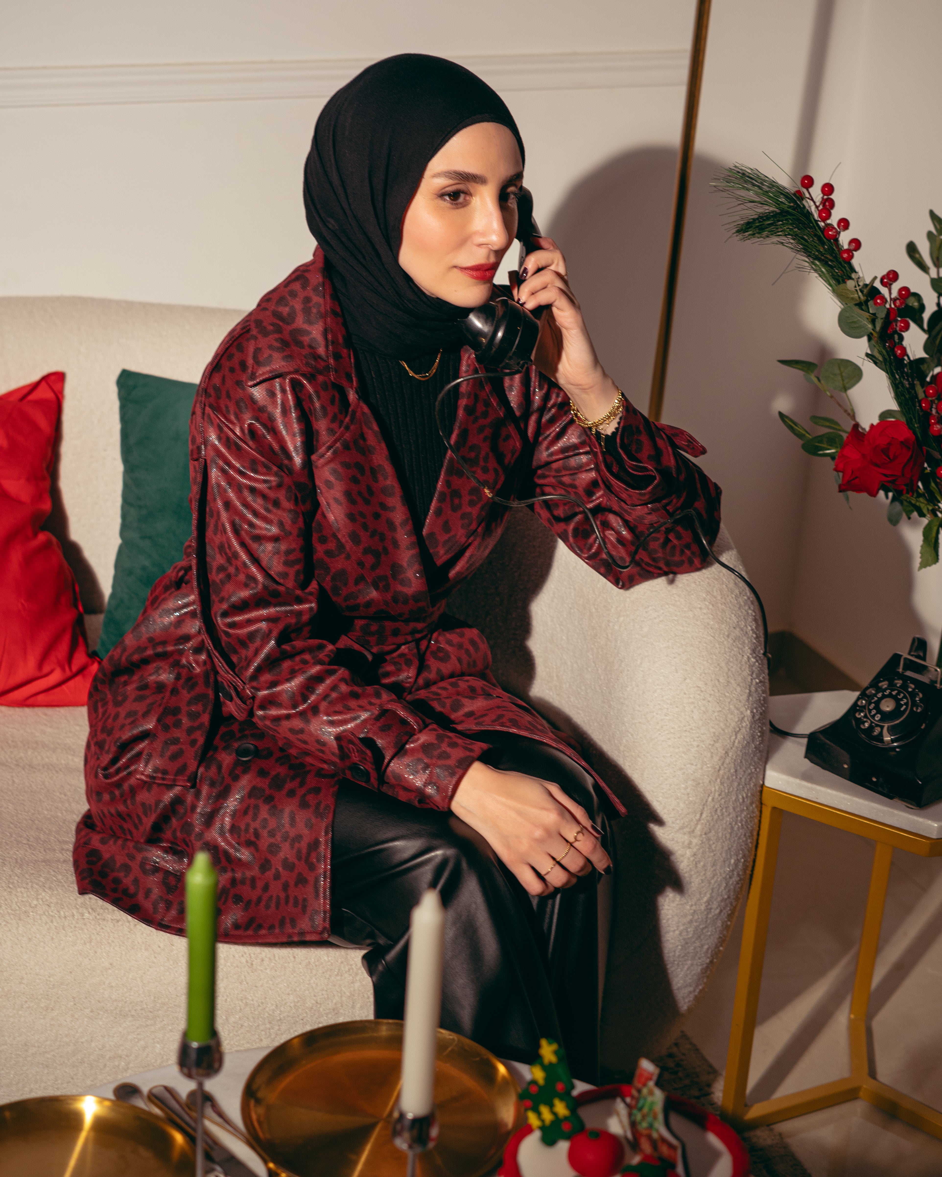 Patterned Trench Coat – Leopard Leather