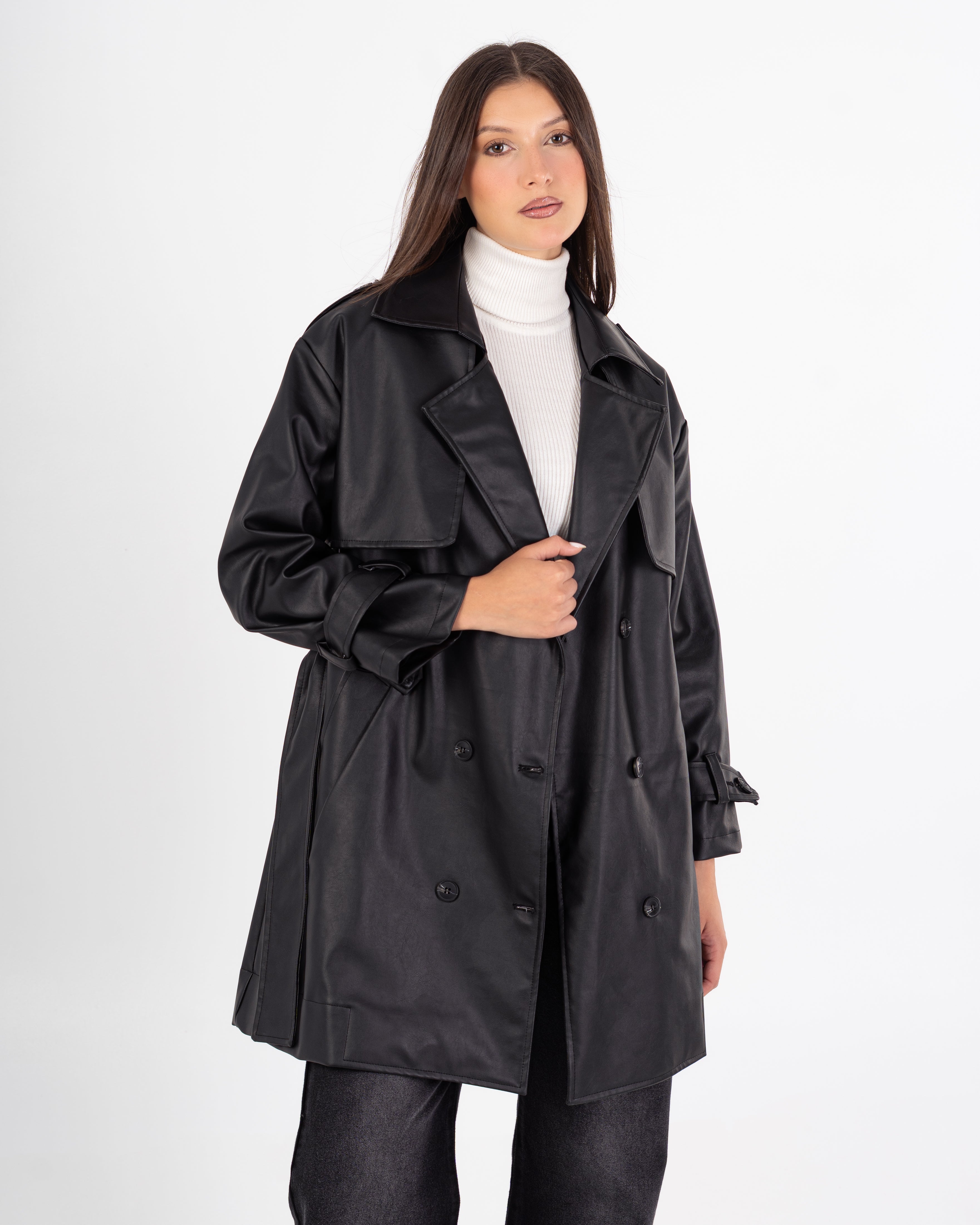 Leather Jacket – Plain (Belted Waist - Sleeves)