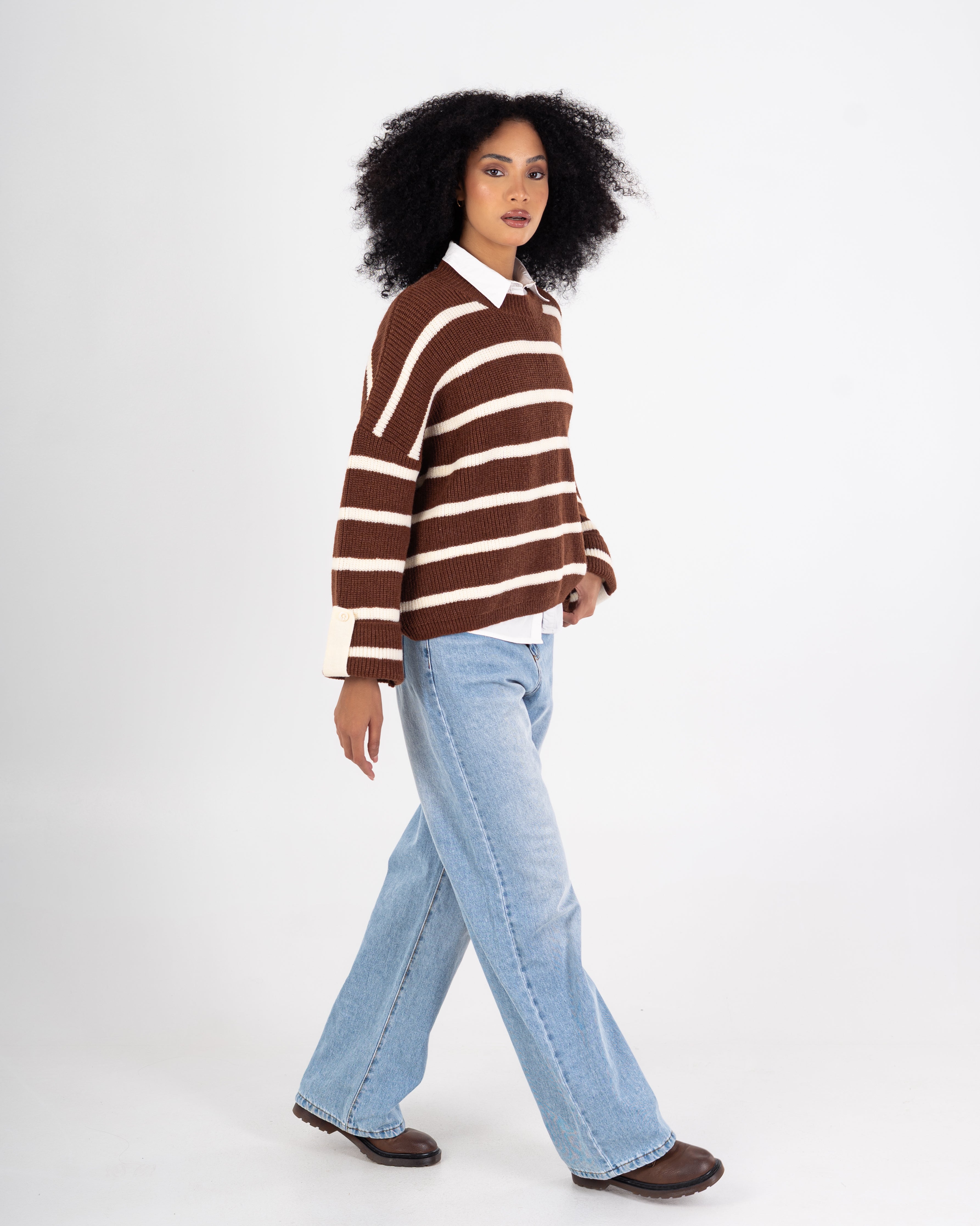 Knitwear Pullover – Striped (Buttoned Sleeves)