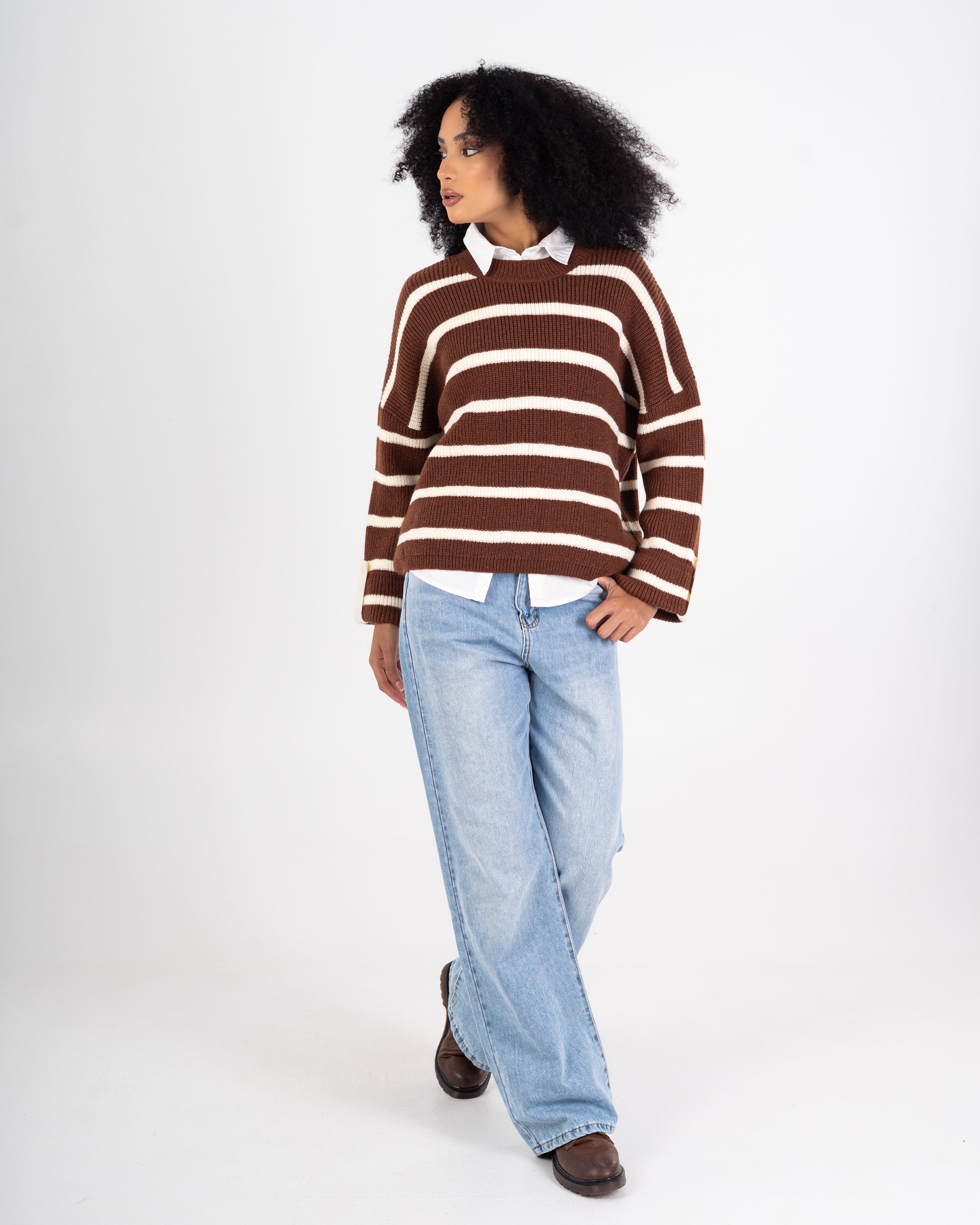 Knitwear Pullover – Striped (Buttoned Sleeves)