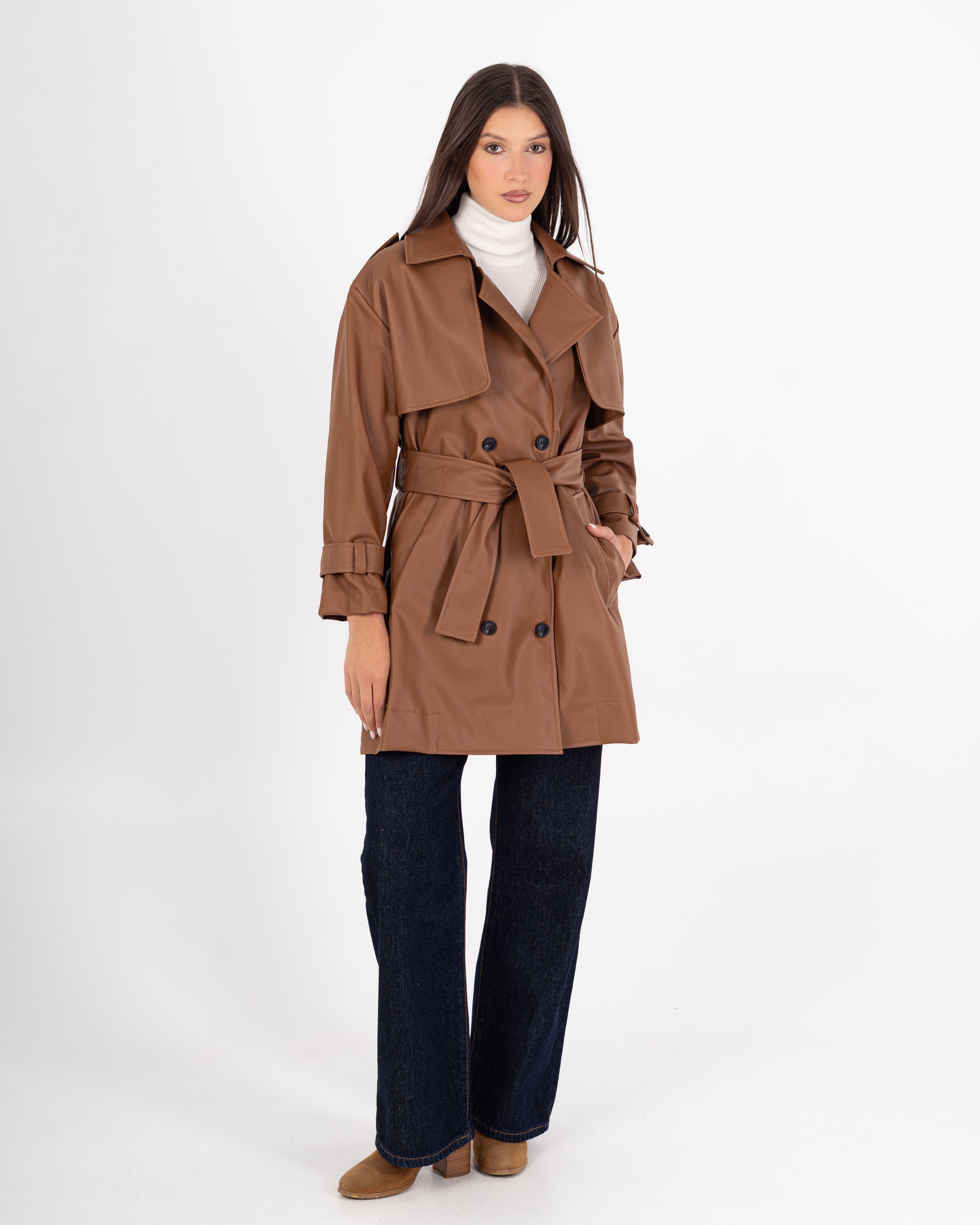 Leather Jacket – Plain (Belted Waist - Sleeves)