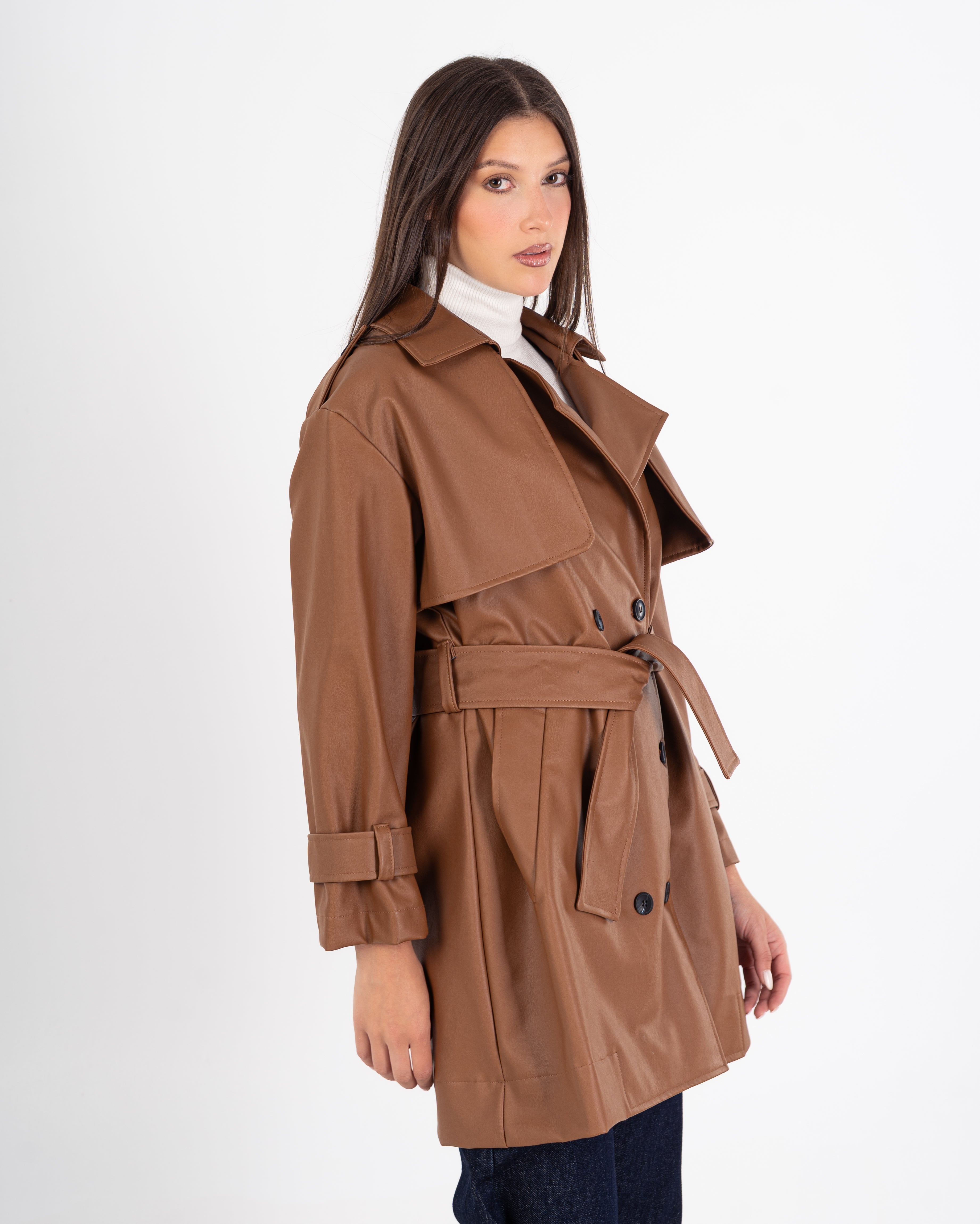 Leather Jacket – Plain (Belted Waist - Sleeves)