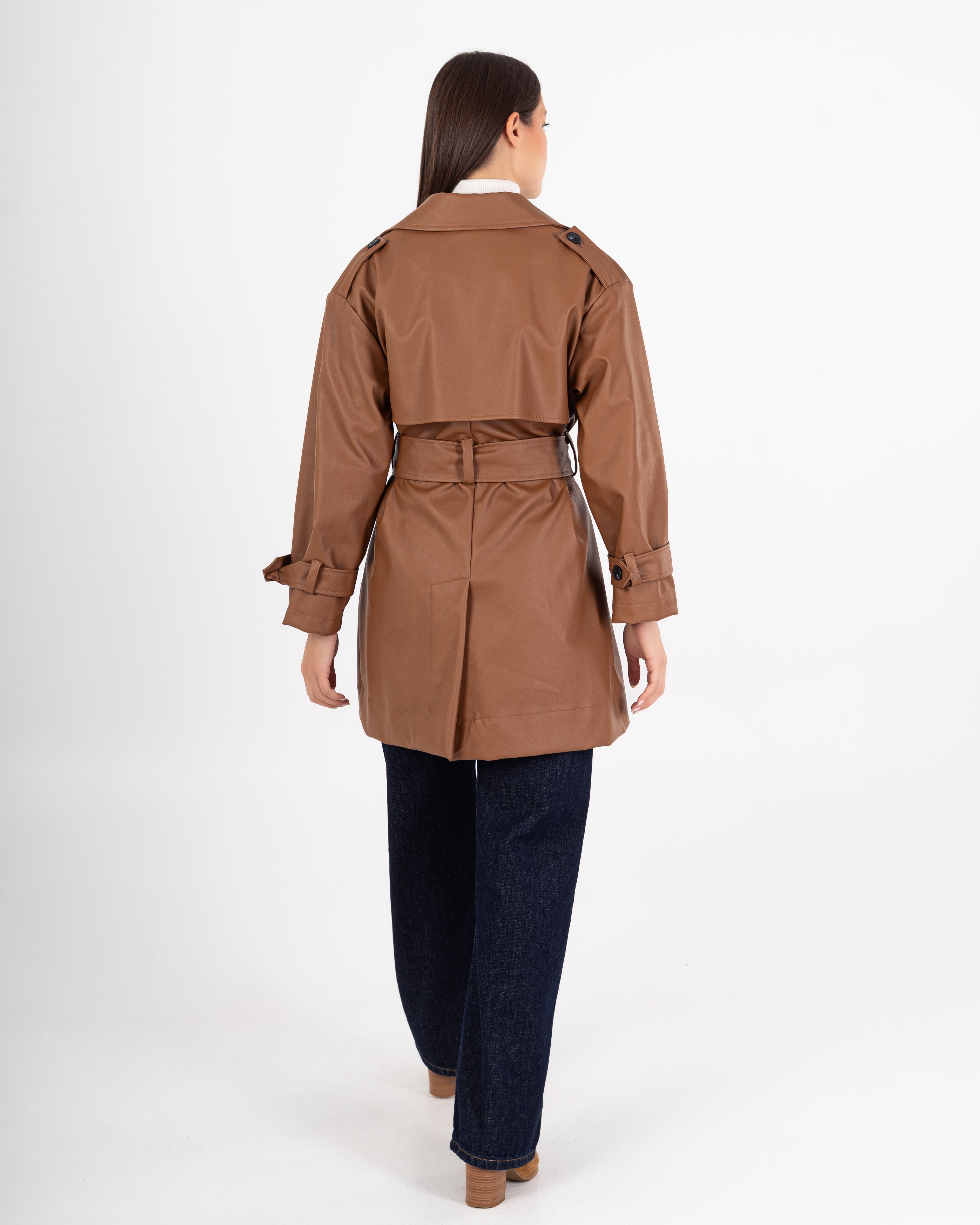 Leather Jacket – Plain (Belted Waist - Sleeves)