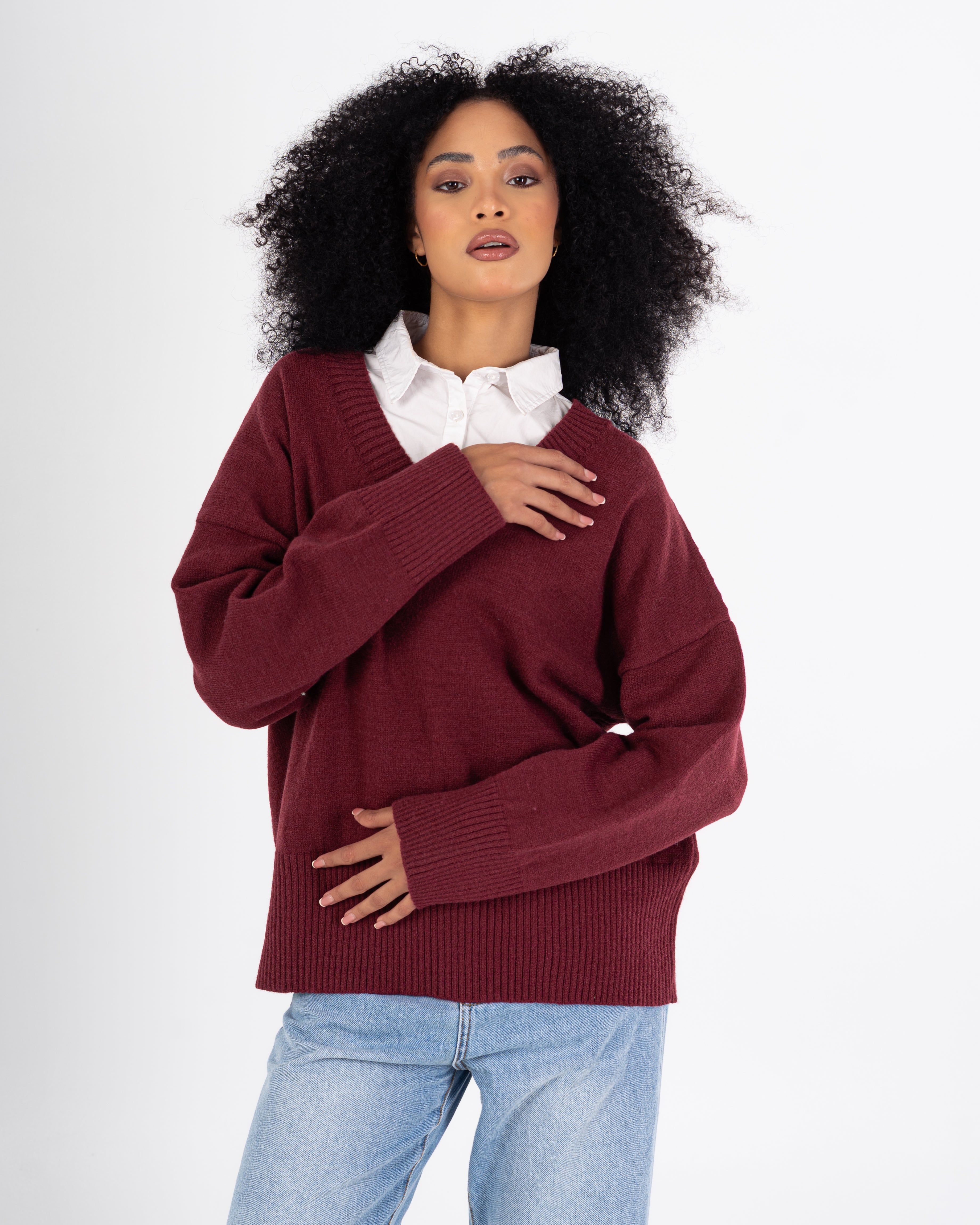 Knitwear Pullover – Plain (V-Neck)