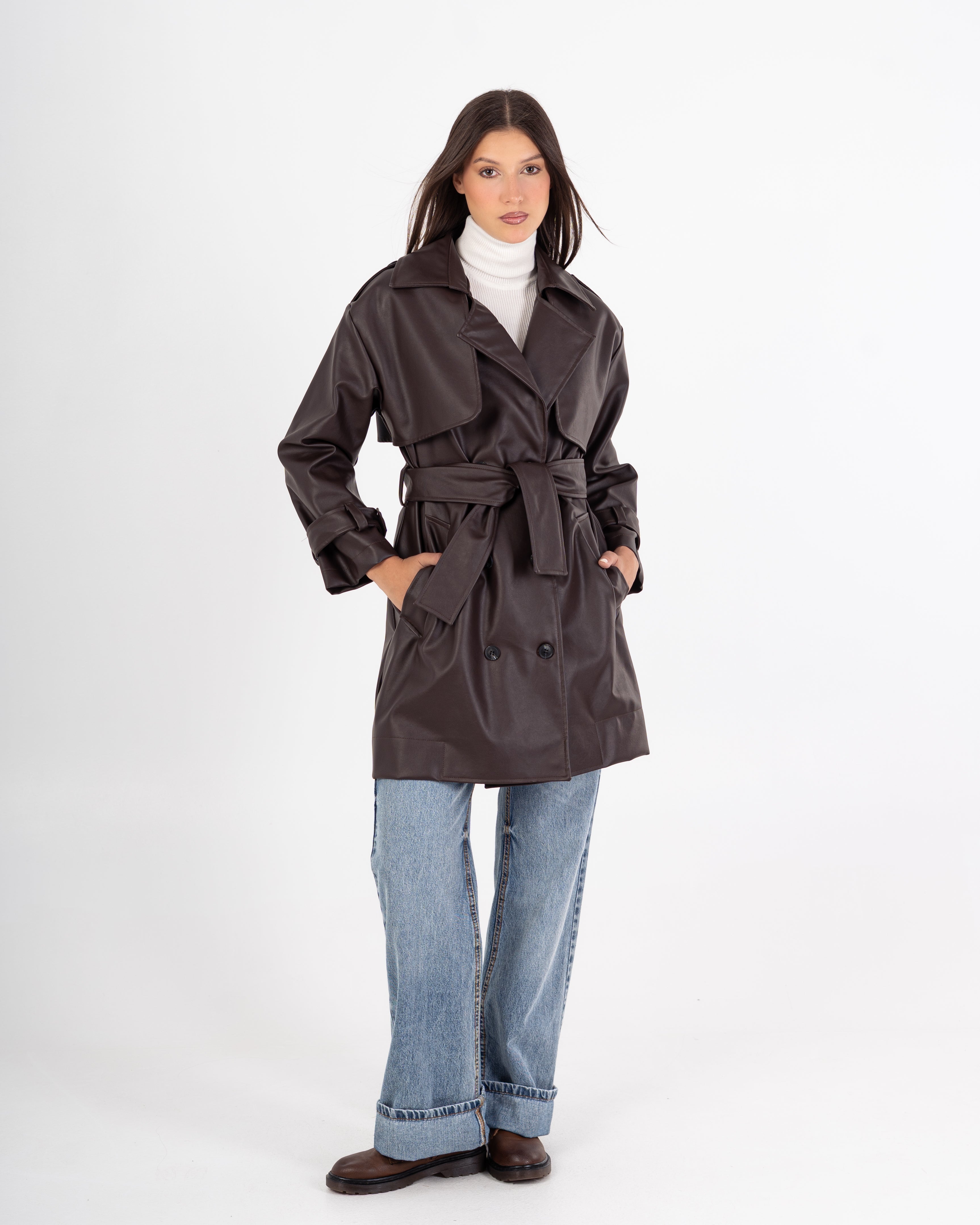 Leather Jacket – Plain (Belted Waist - Sleeves)