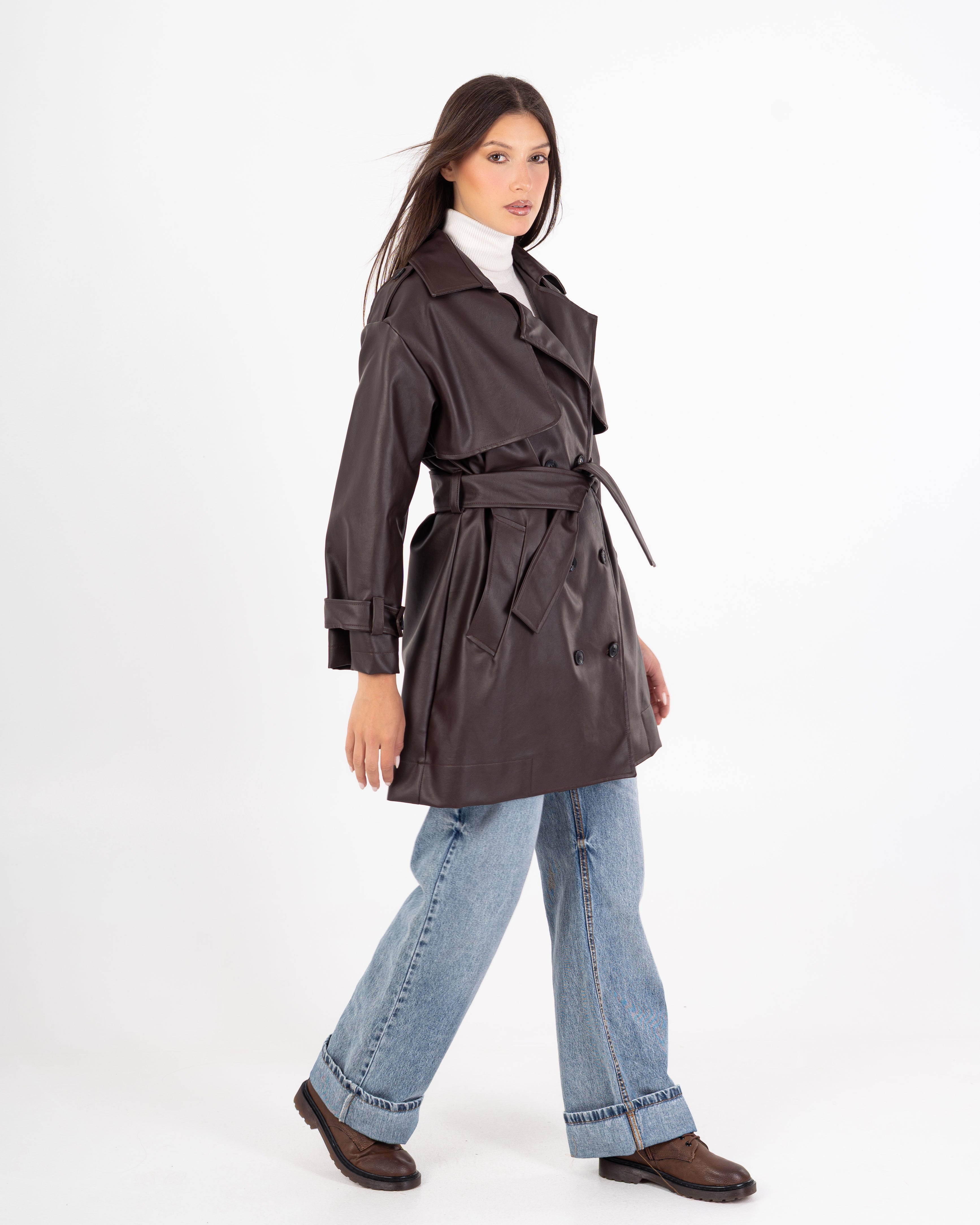 Leather Jacket – Plain (Belted Waist - Sleeves)