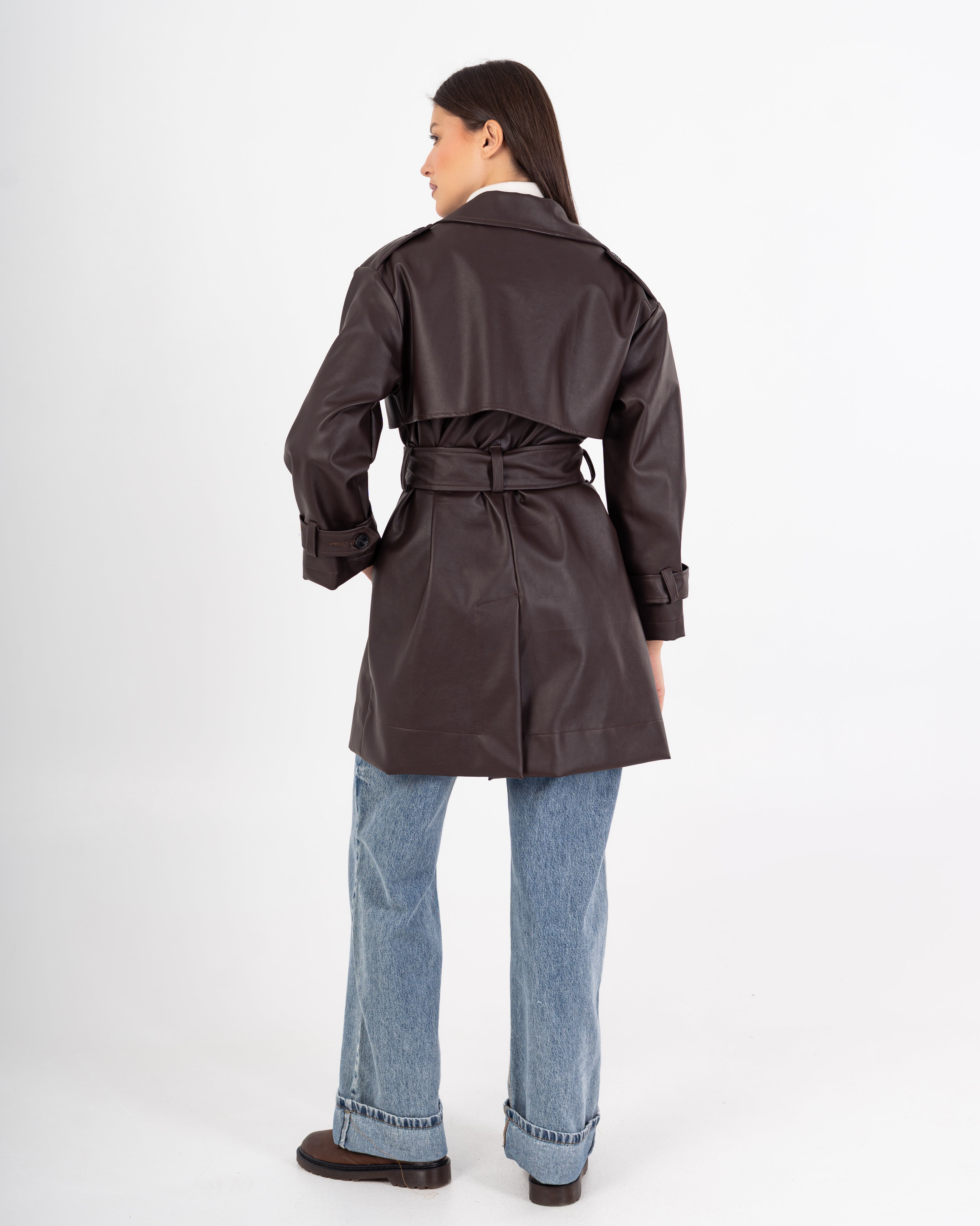 Leather Jacket – Plain (Belted Waist - Sleeves)