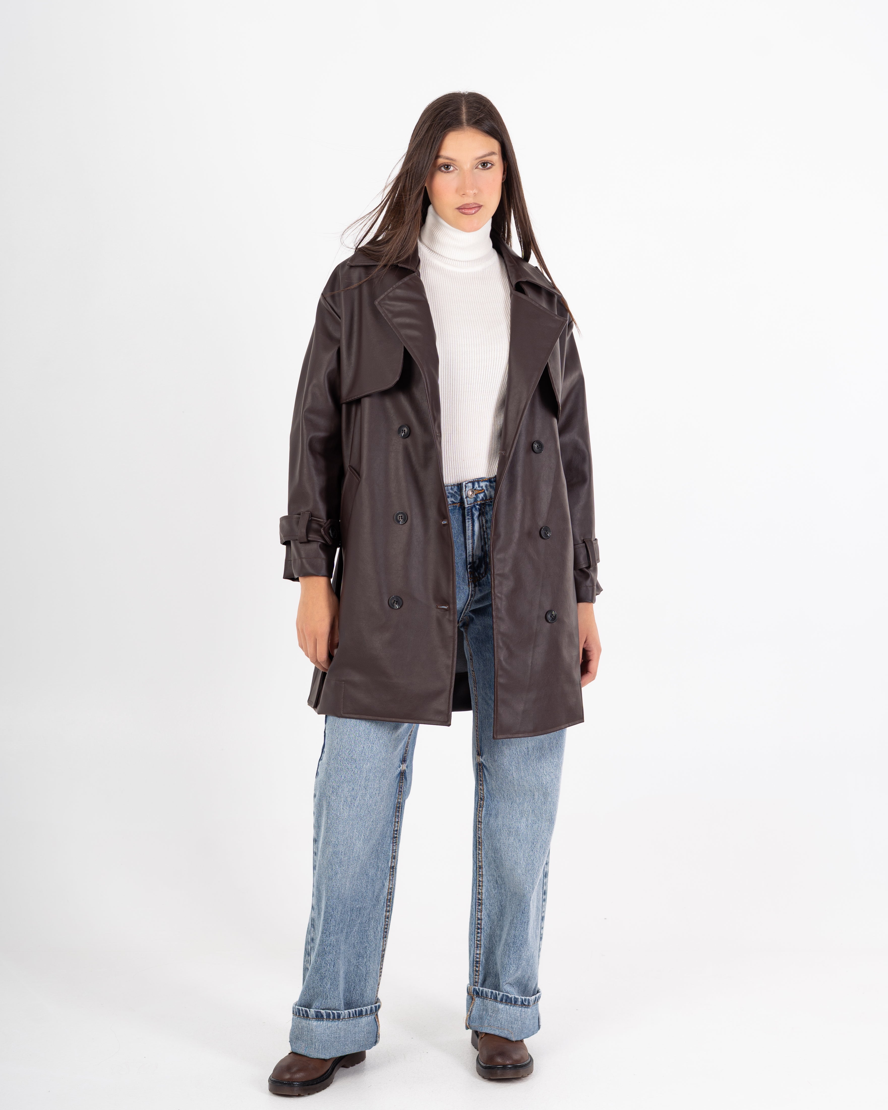 Leather Jacket – Plain (Belted Waist - Sleeves)