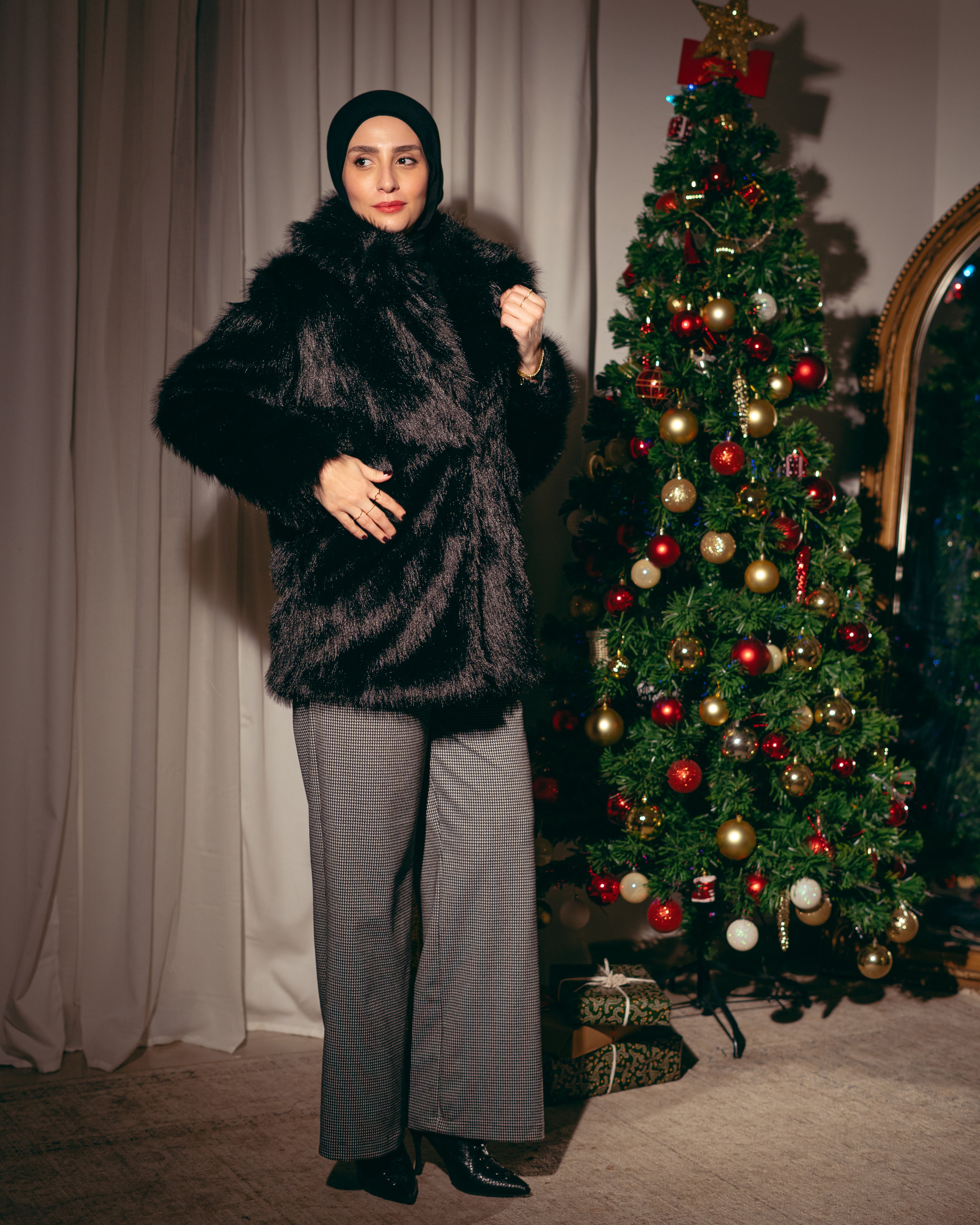 جاكيت فرو طويل – سادة (فرو ناعم)