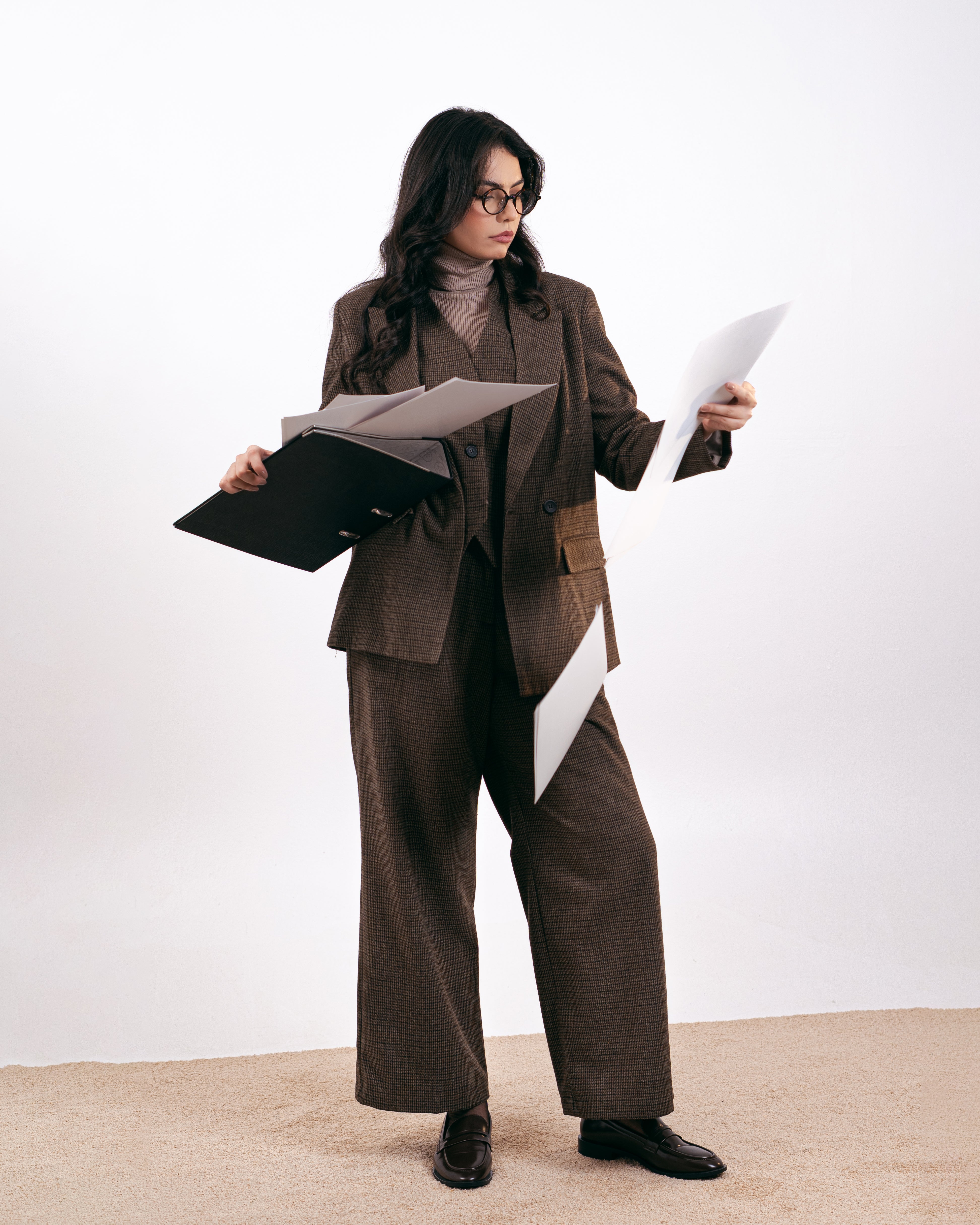 بنطلون كلاسيكي منقوش – بنقشة مربعات ومخططة