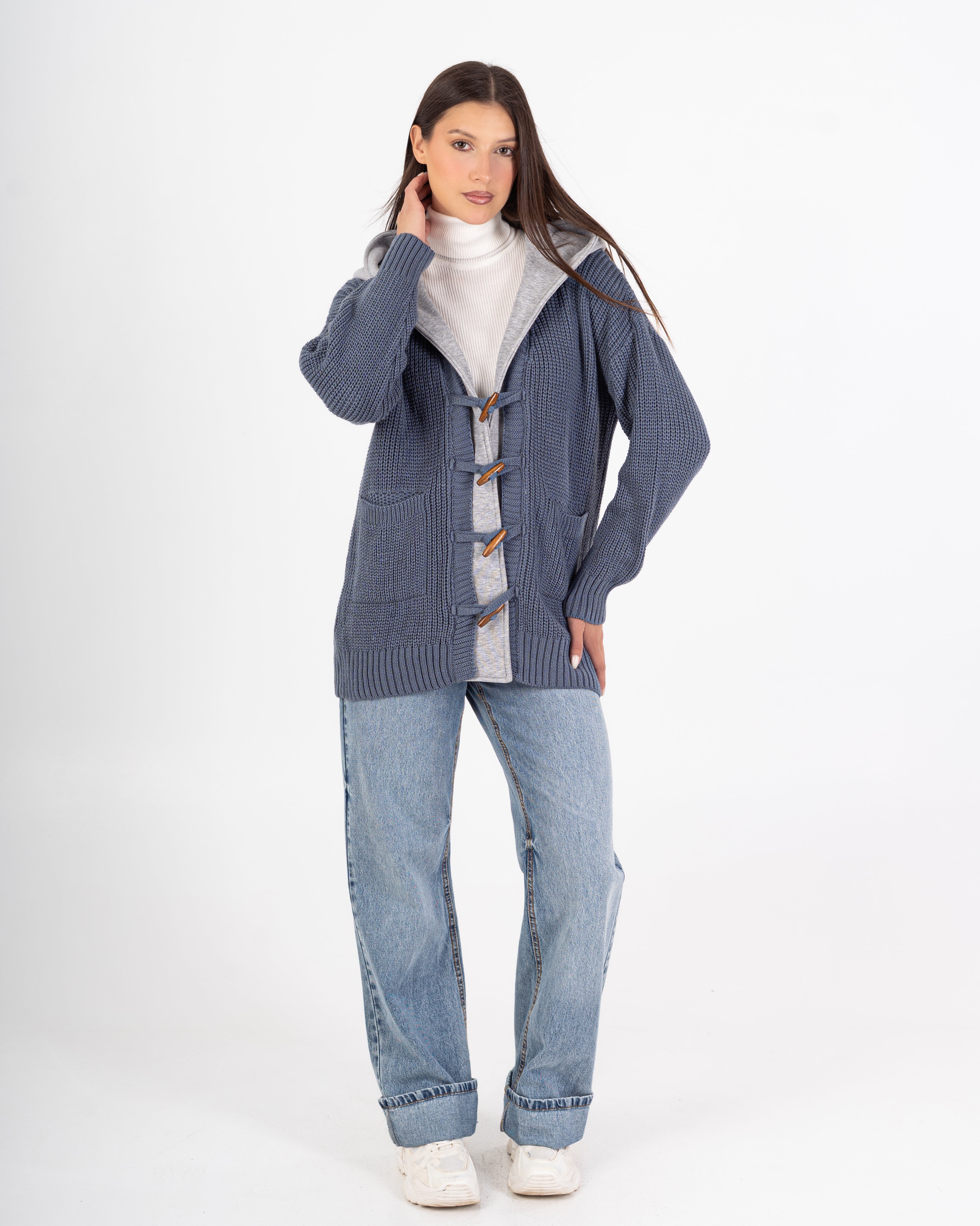 Knitwear Cardigan – Buttoned With Hoodie