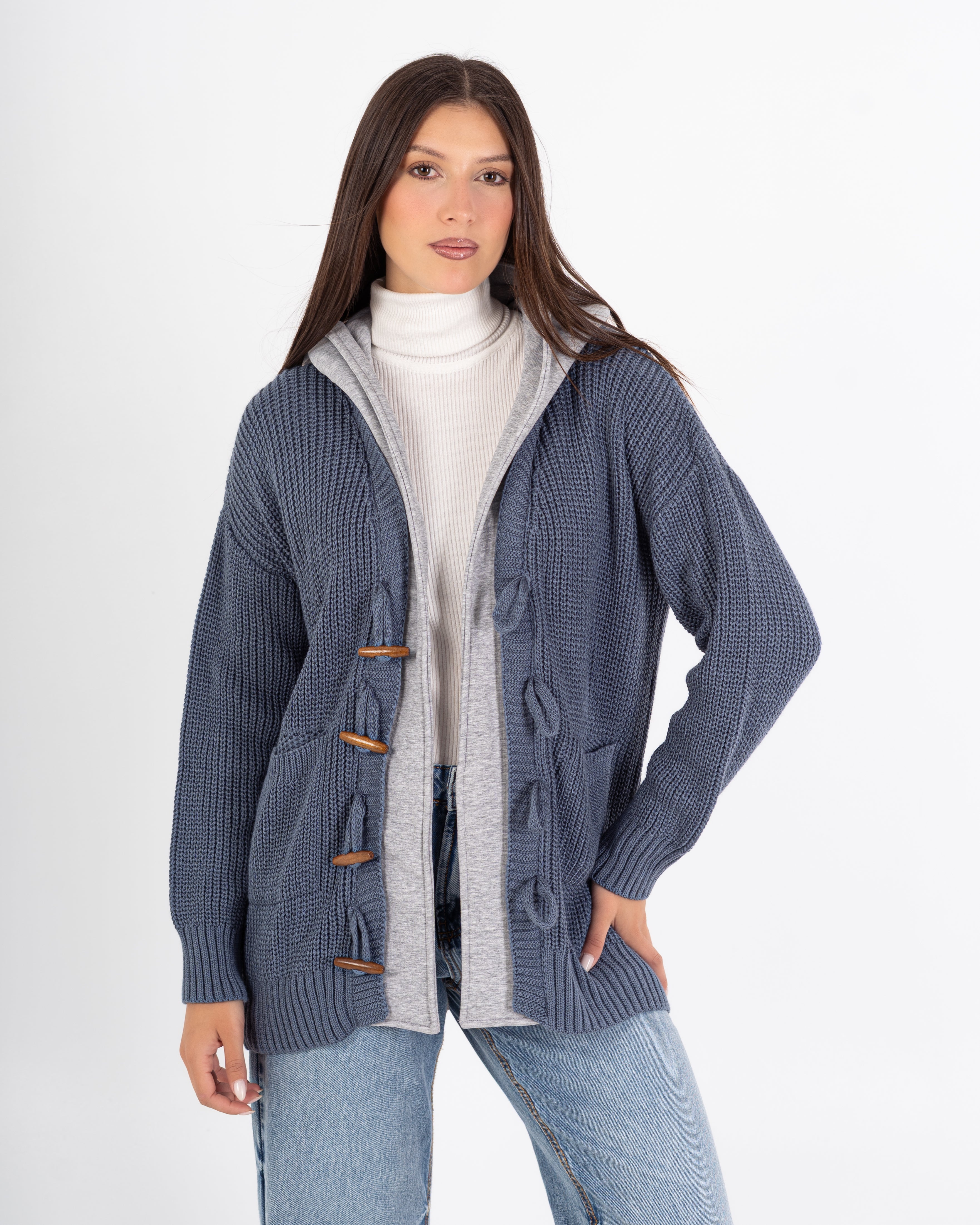 Knitwear Cardigan – Buttoned With Hoodie