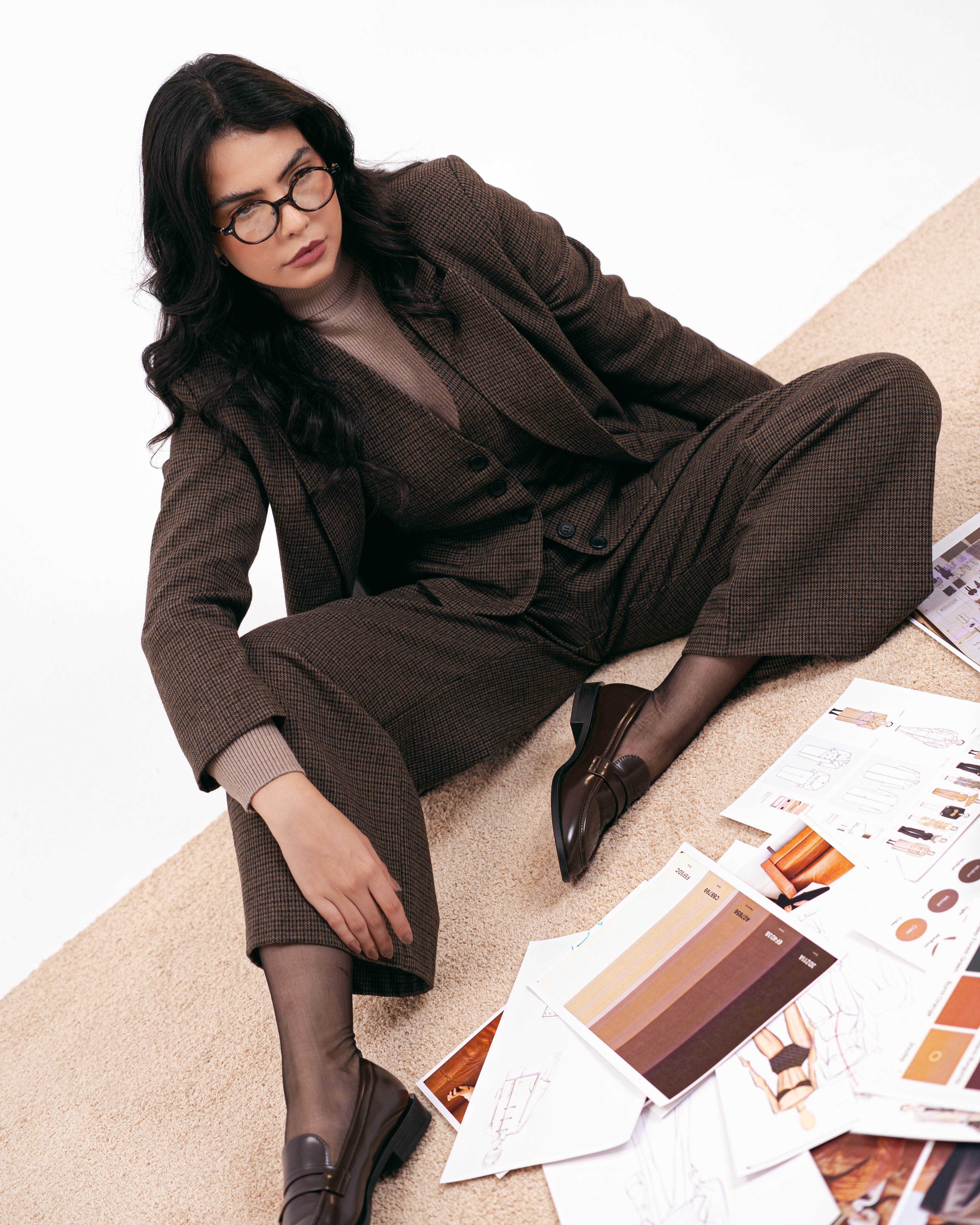 بنطلون كلاسيكي منقوش – بنقشة مربعات ومخططة