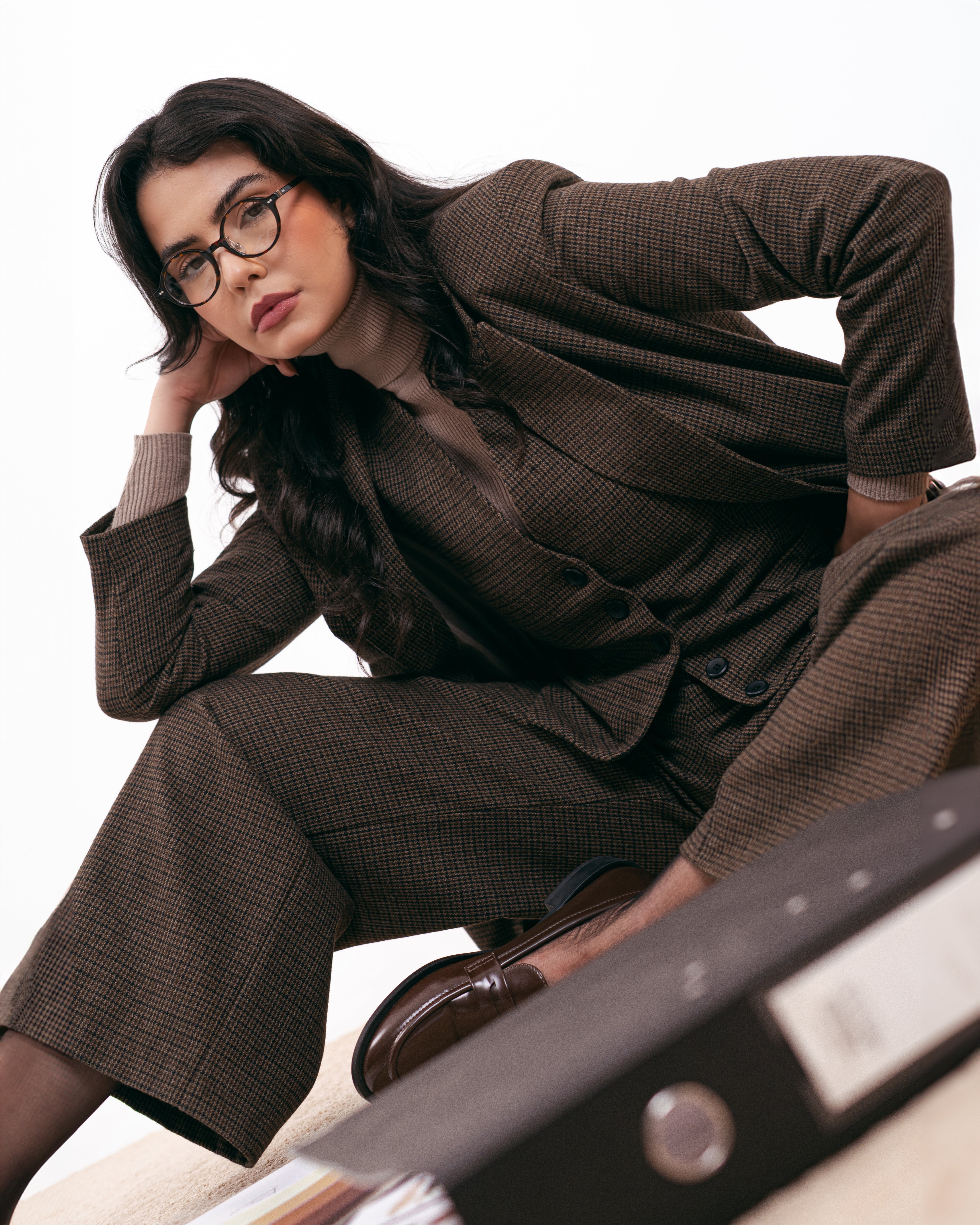 بنطلون كلاسيكي منقوش – بنقشة مربعات ومخططة