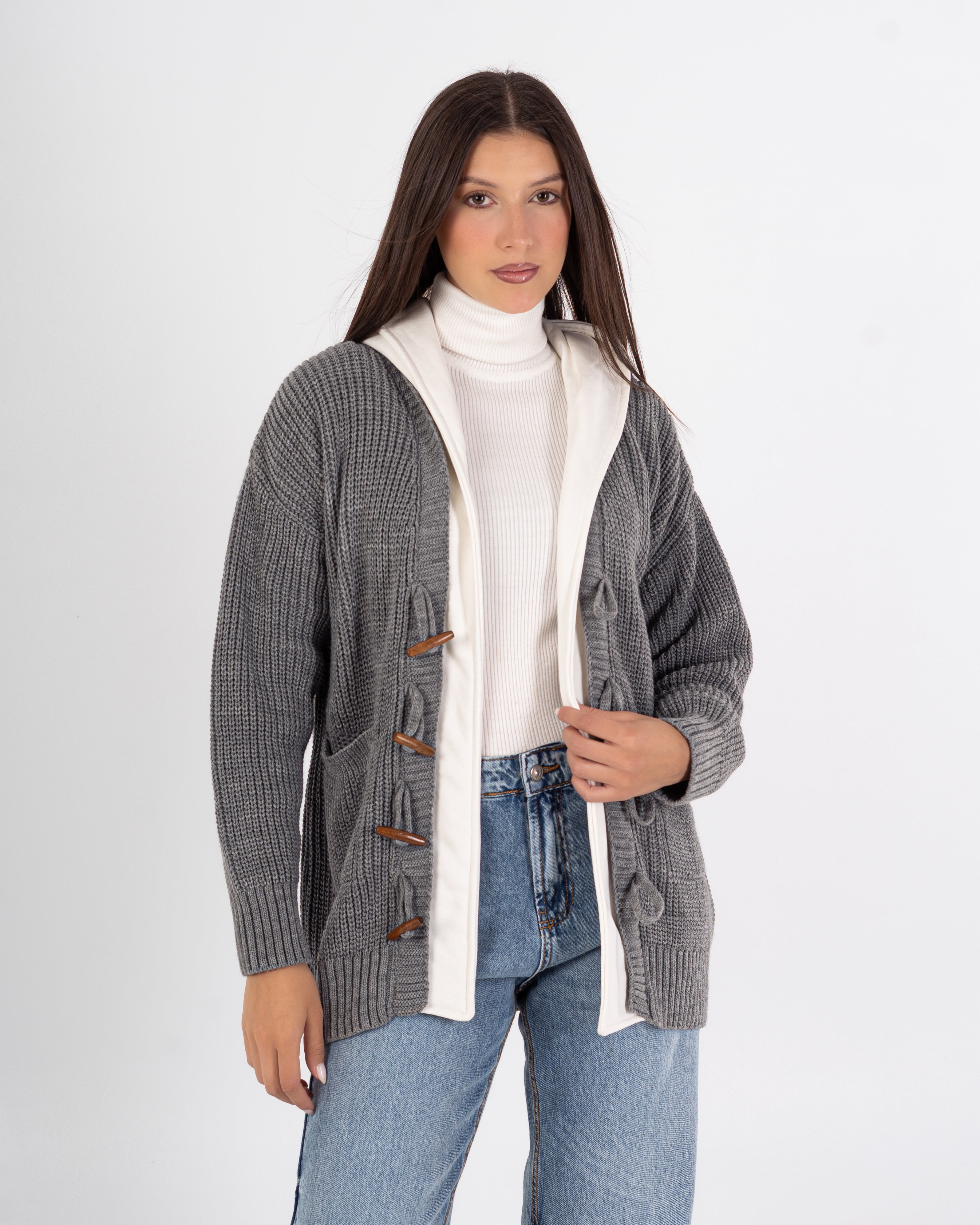 Knitwear Cardigan – Buttoned With Hoodie