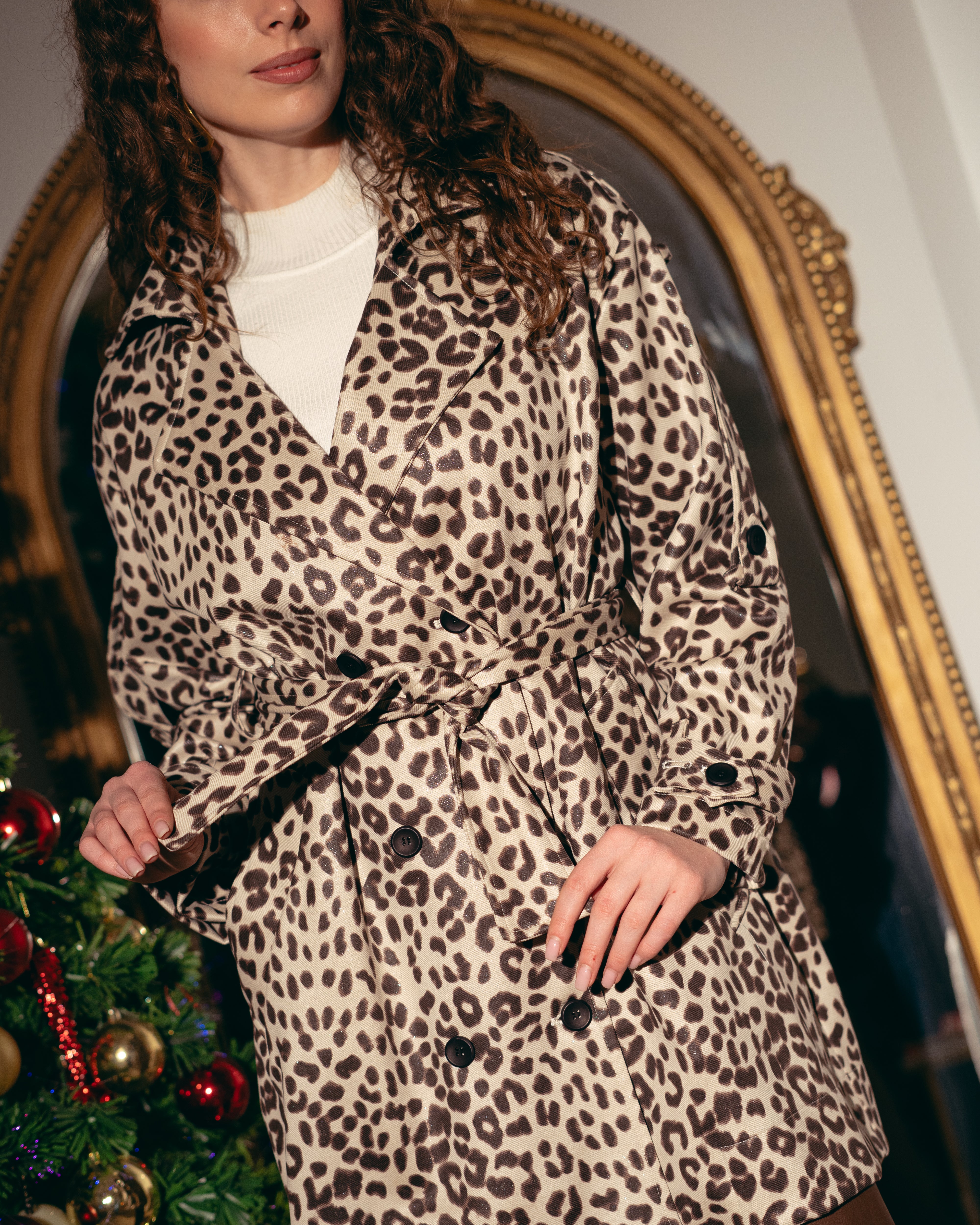 Patterned Trench Coat – Leopard Leather