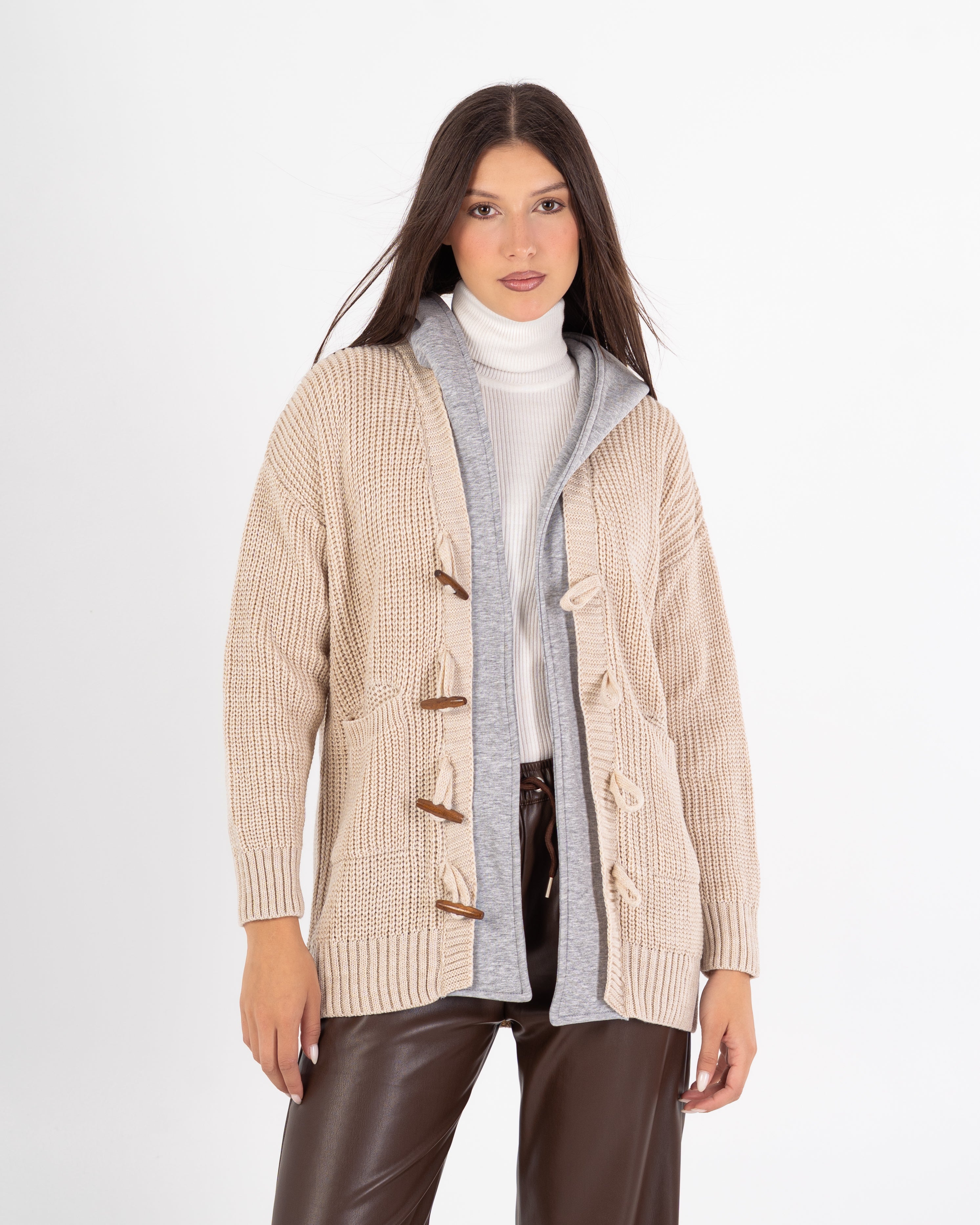 Knitwear Cardigan – Buttoned With Hoodie