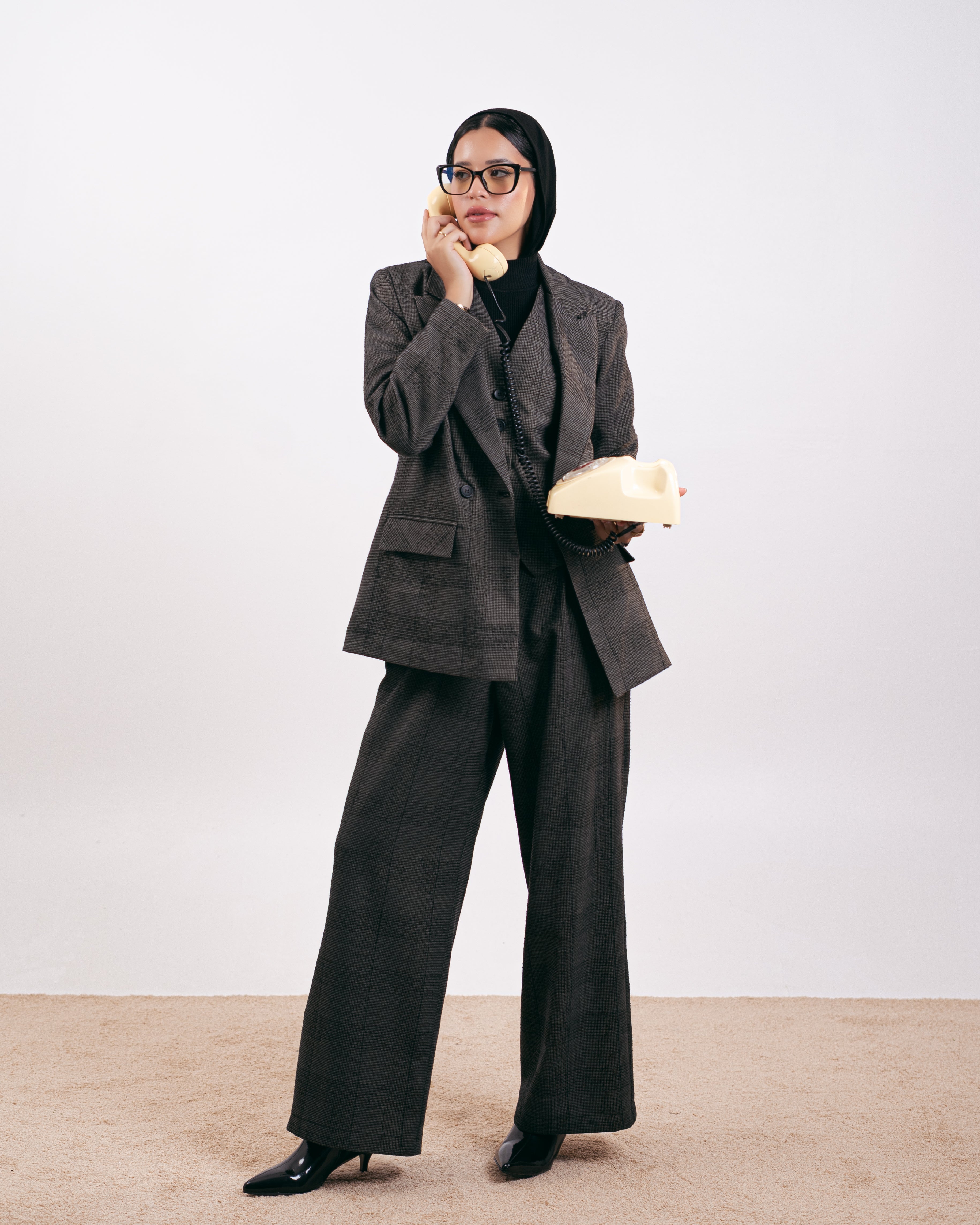 بليزر كلاسيكي منقوش - بنقشة مربعات ومخططة