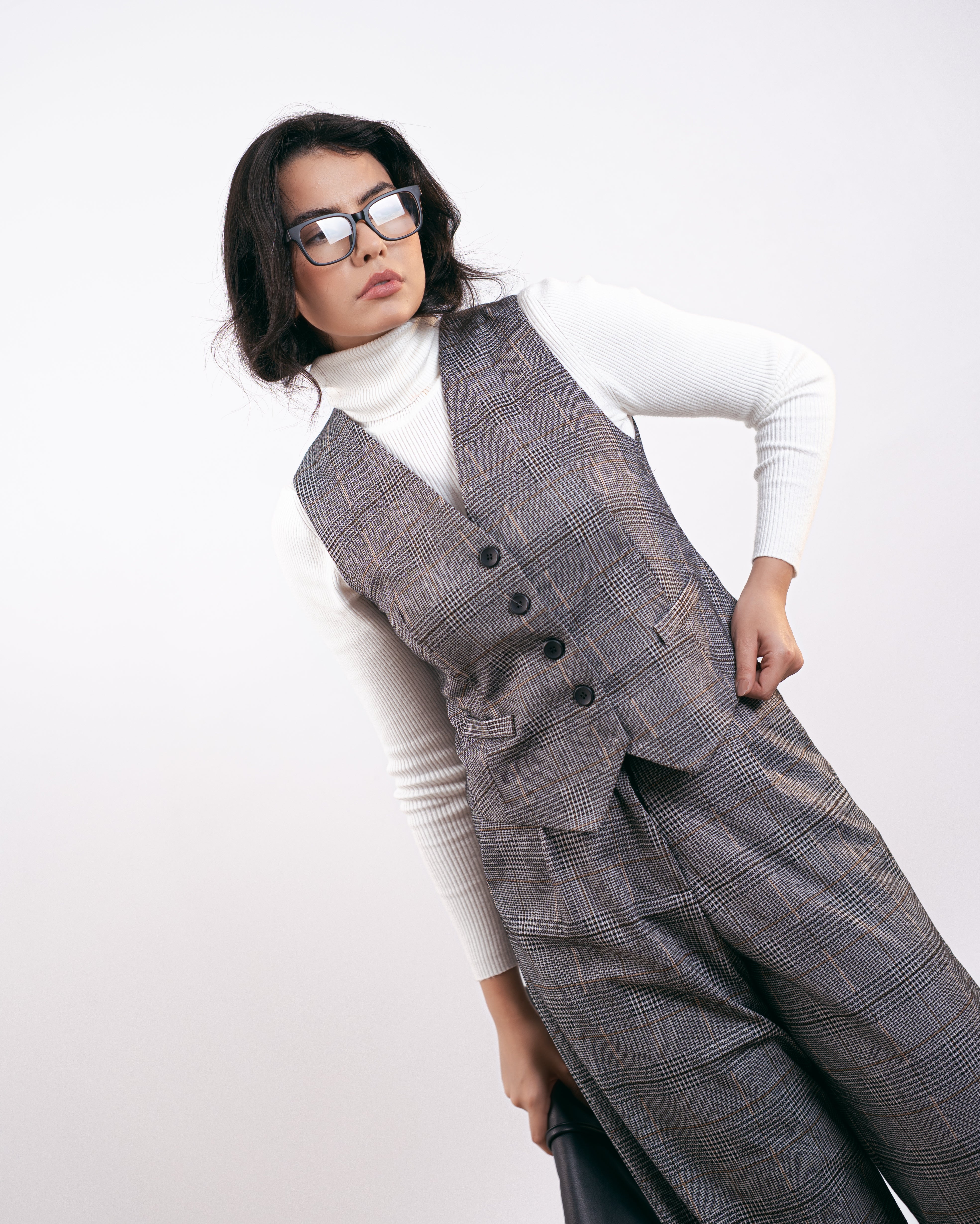 Checked Vest – Checked And Striped Pattern