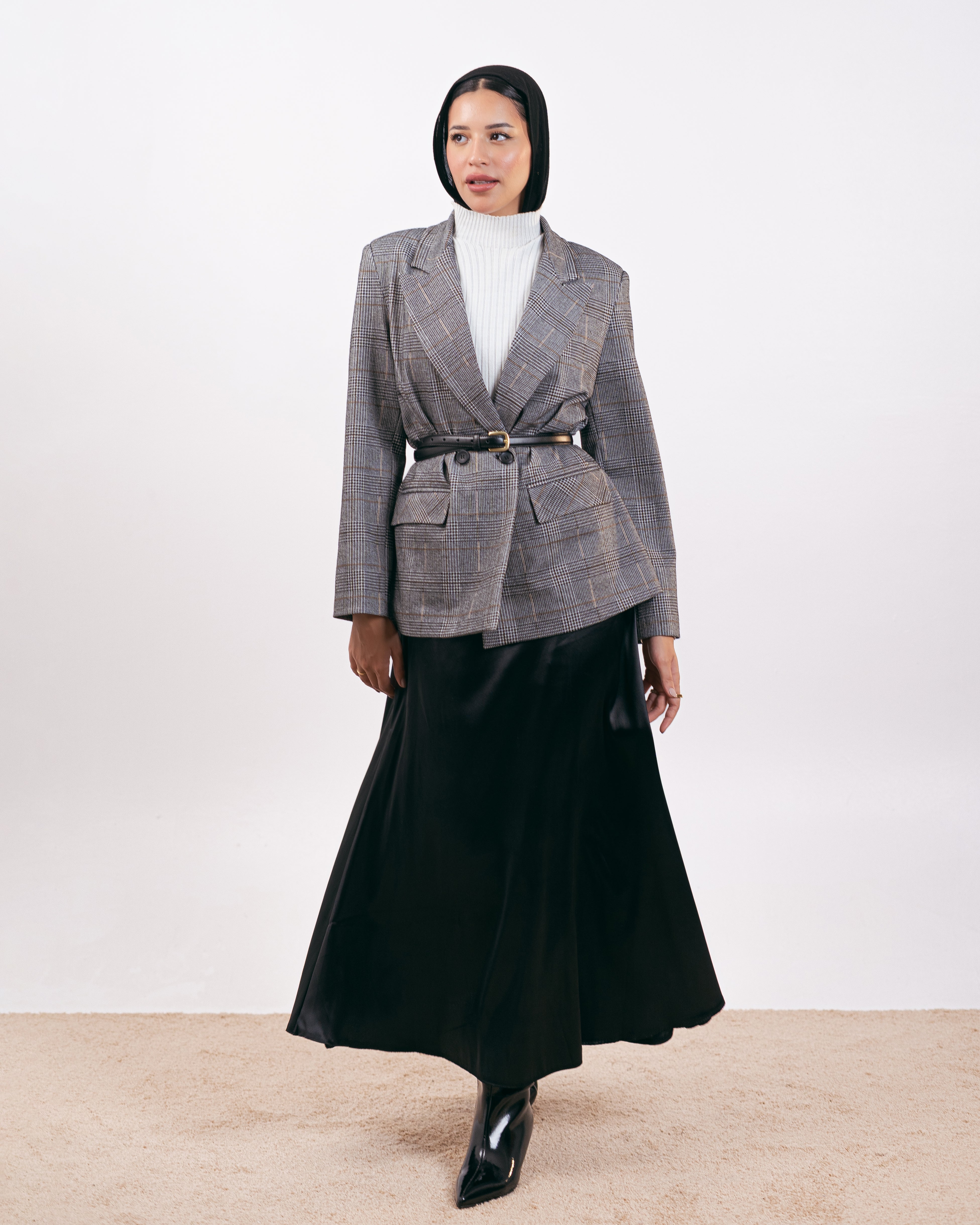 بليزر كلاسيكي منقوش - بنقشة مربعات ومخططة