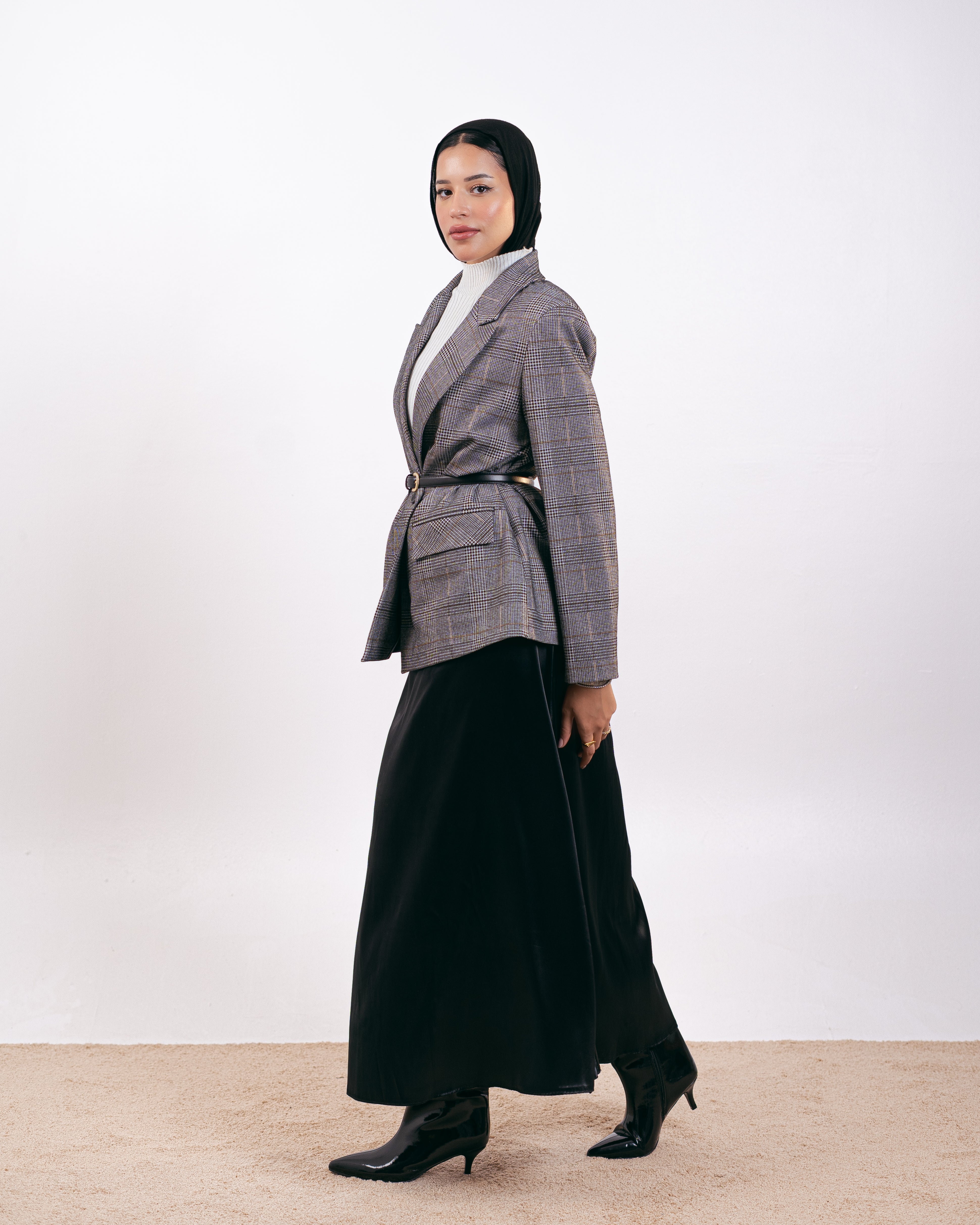 بليزر كلاسيكي منقوش - بنقشة مربعات ومخططة