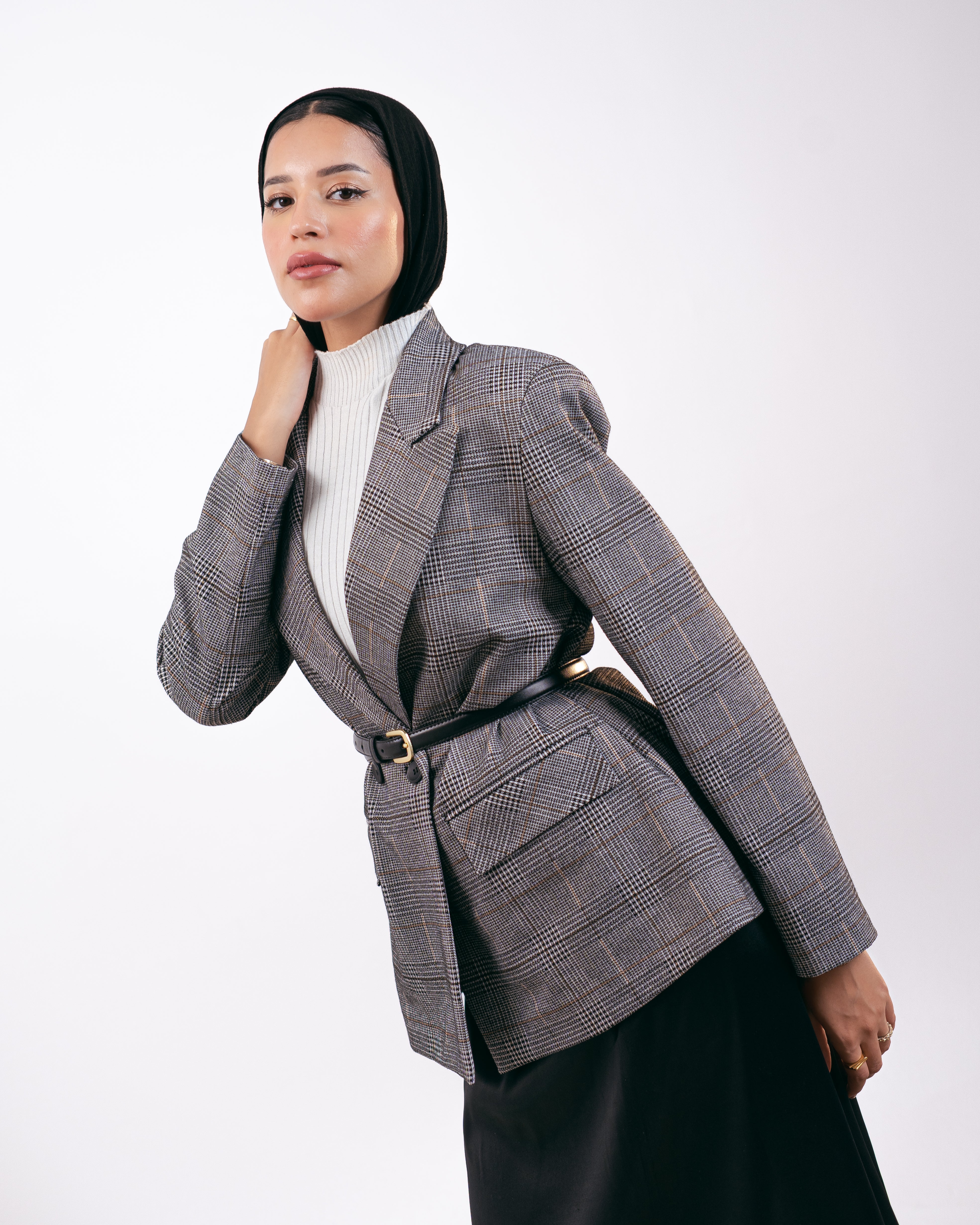 بليزر كلاسيكي منقوش - بنقشة مربعات ومخططة