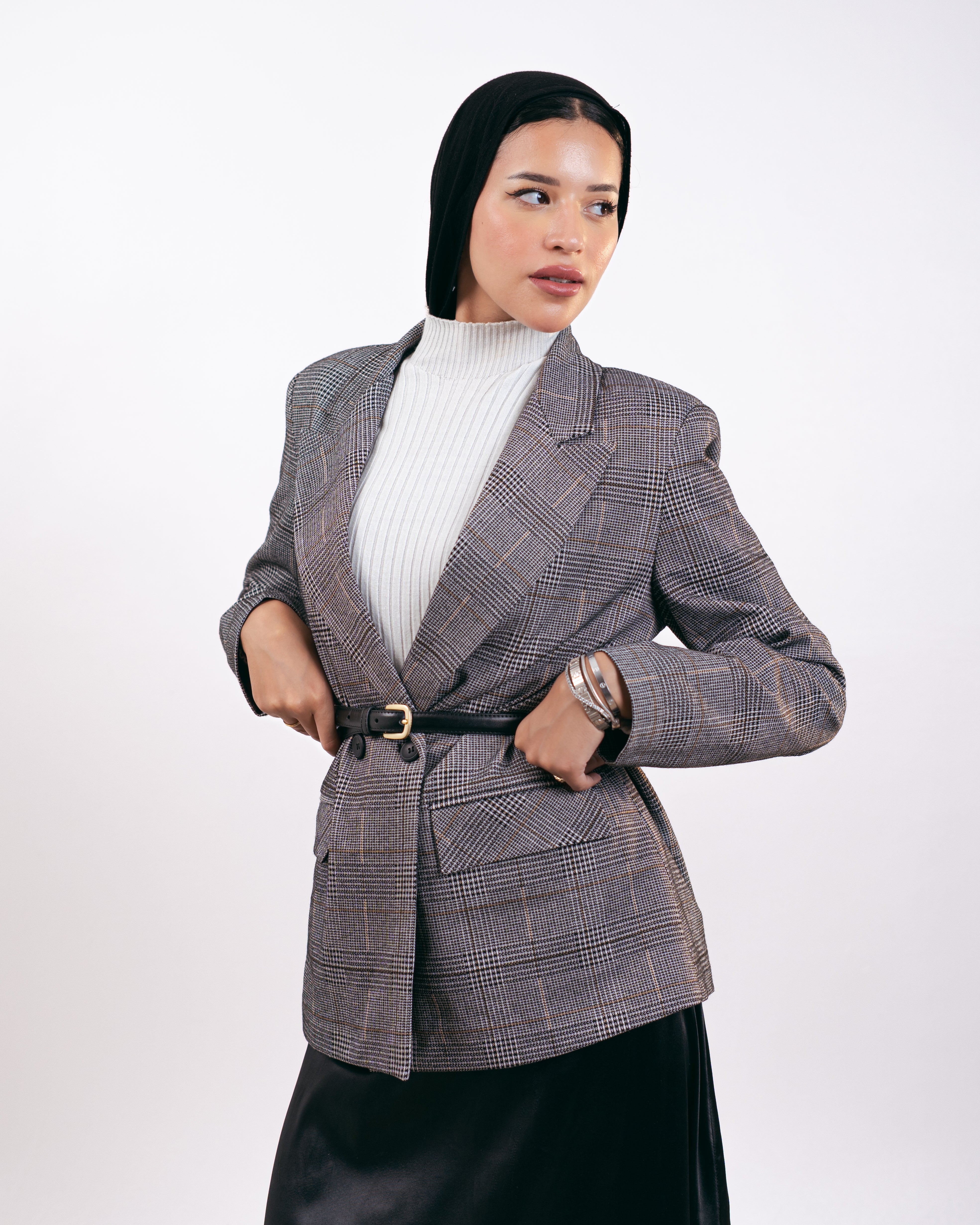 بليزر كلاسيكي منقوش - بنقشة مربعات ومخططة