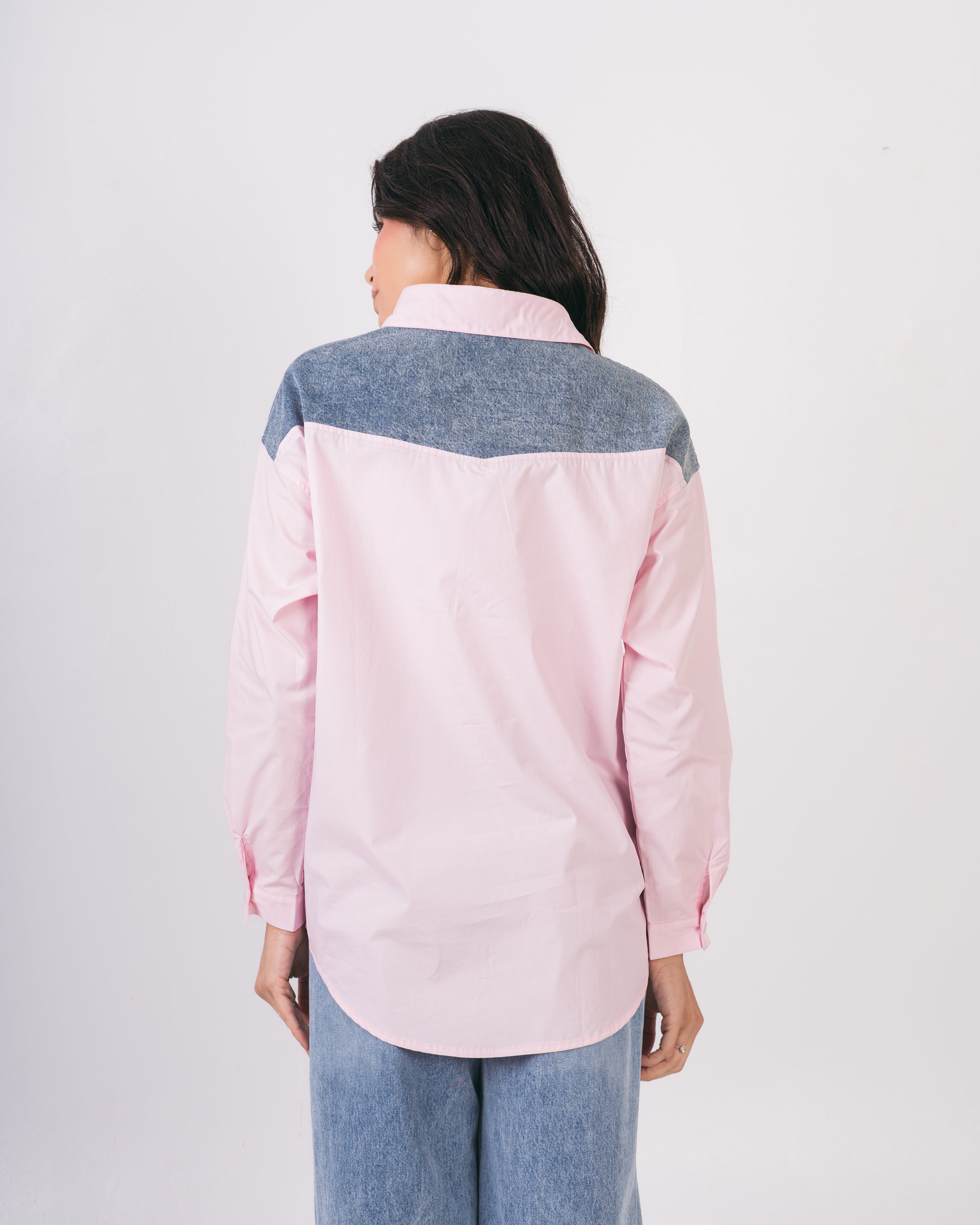 Denim Pocket Shirt - With Colored Embroidery