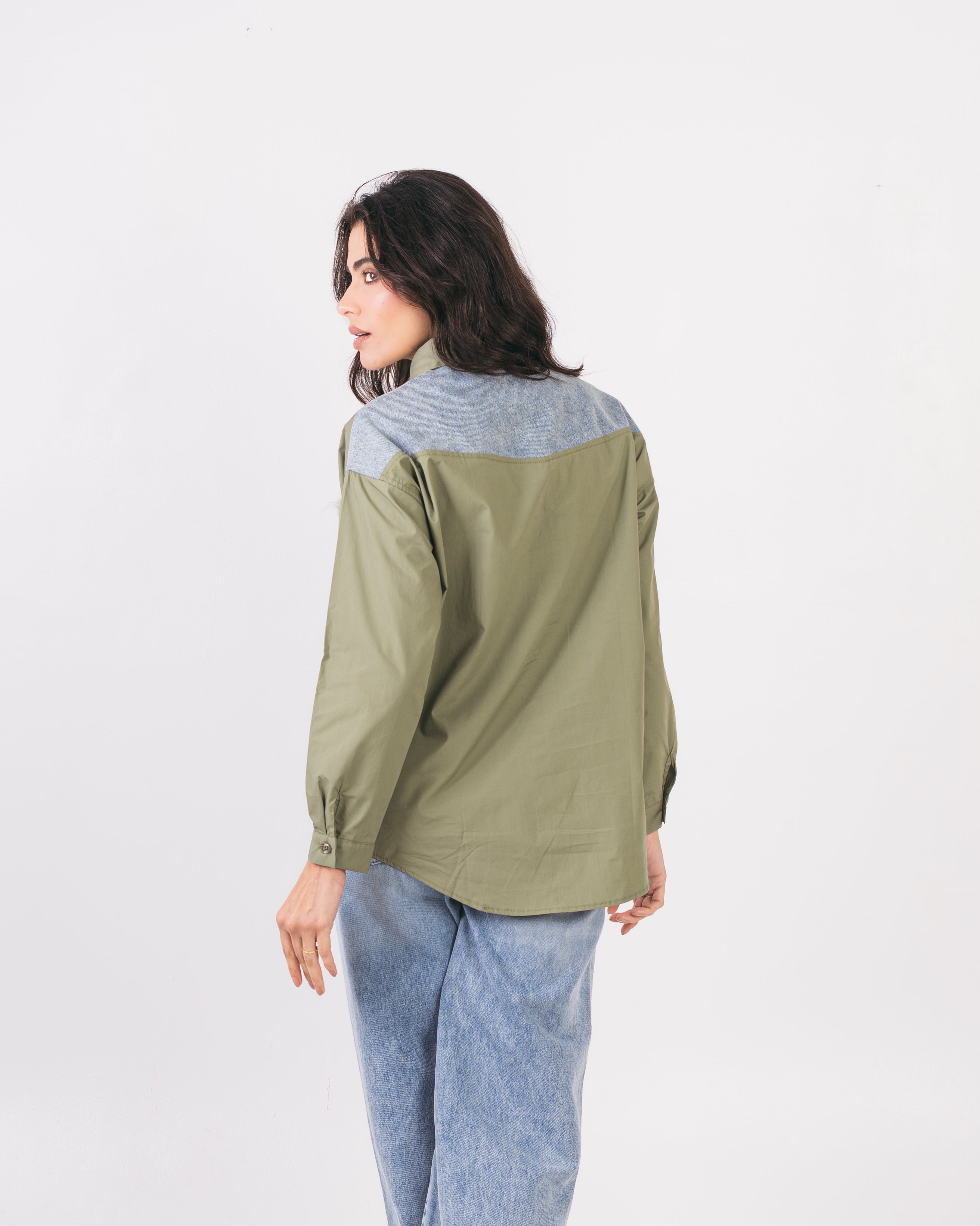 Denim Pocket Shirt - With Colored Embroidery