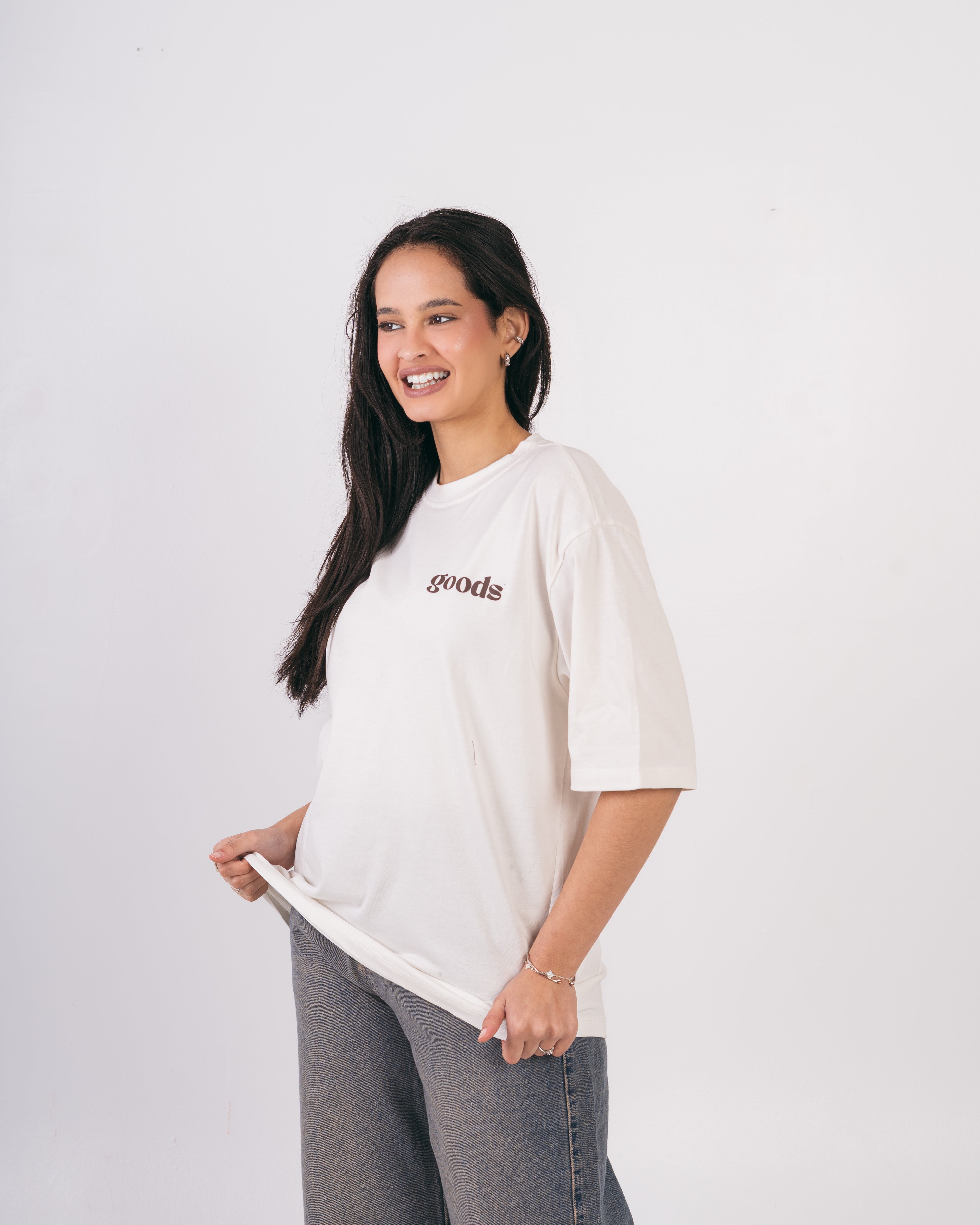 Oversized Back Text T-Shirt With Dove Print
