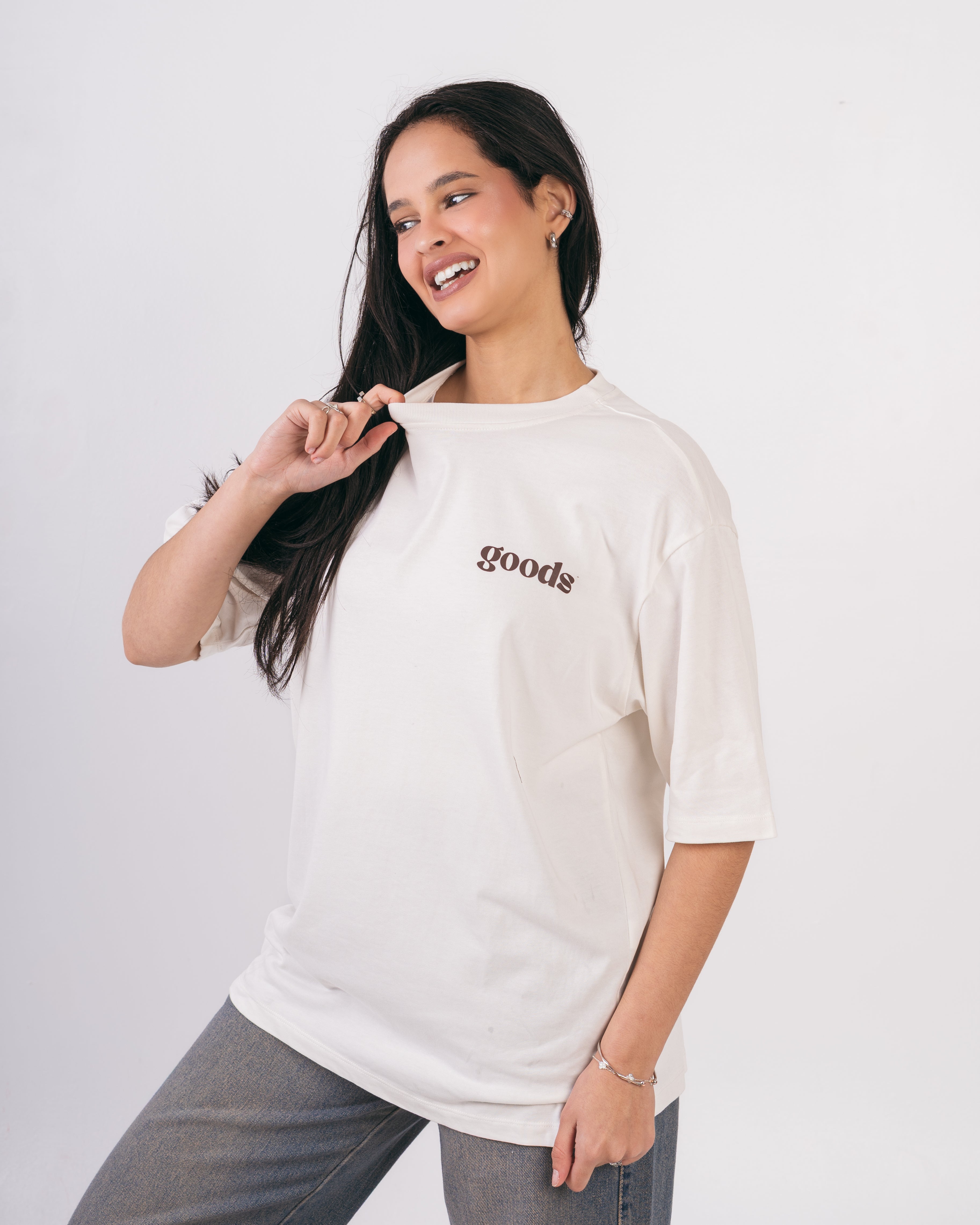 Oversized Back Text T-Shirt With Dove Print
