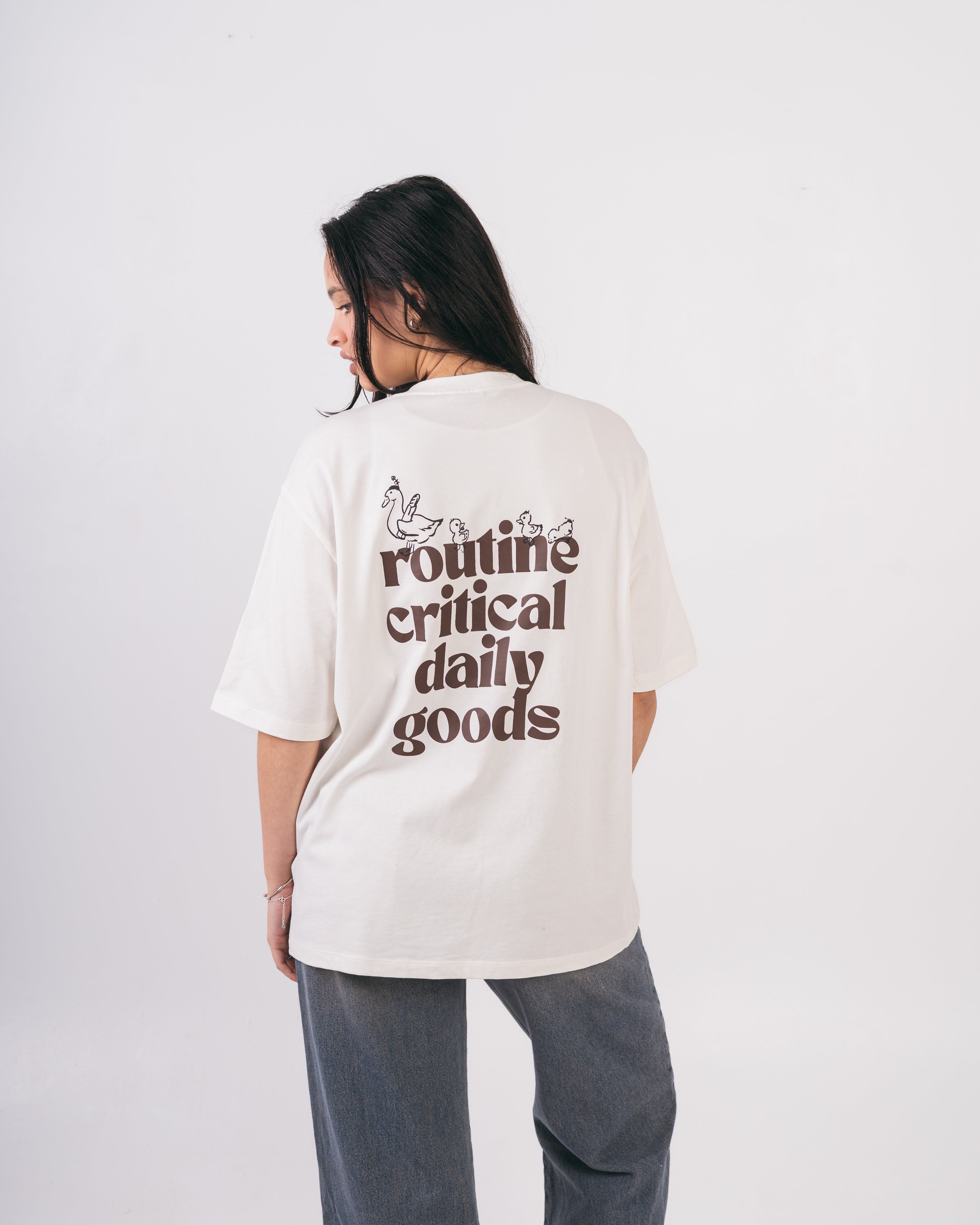 Oversized Back Text T-Shirt With Dove Print