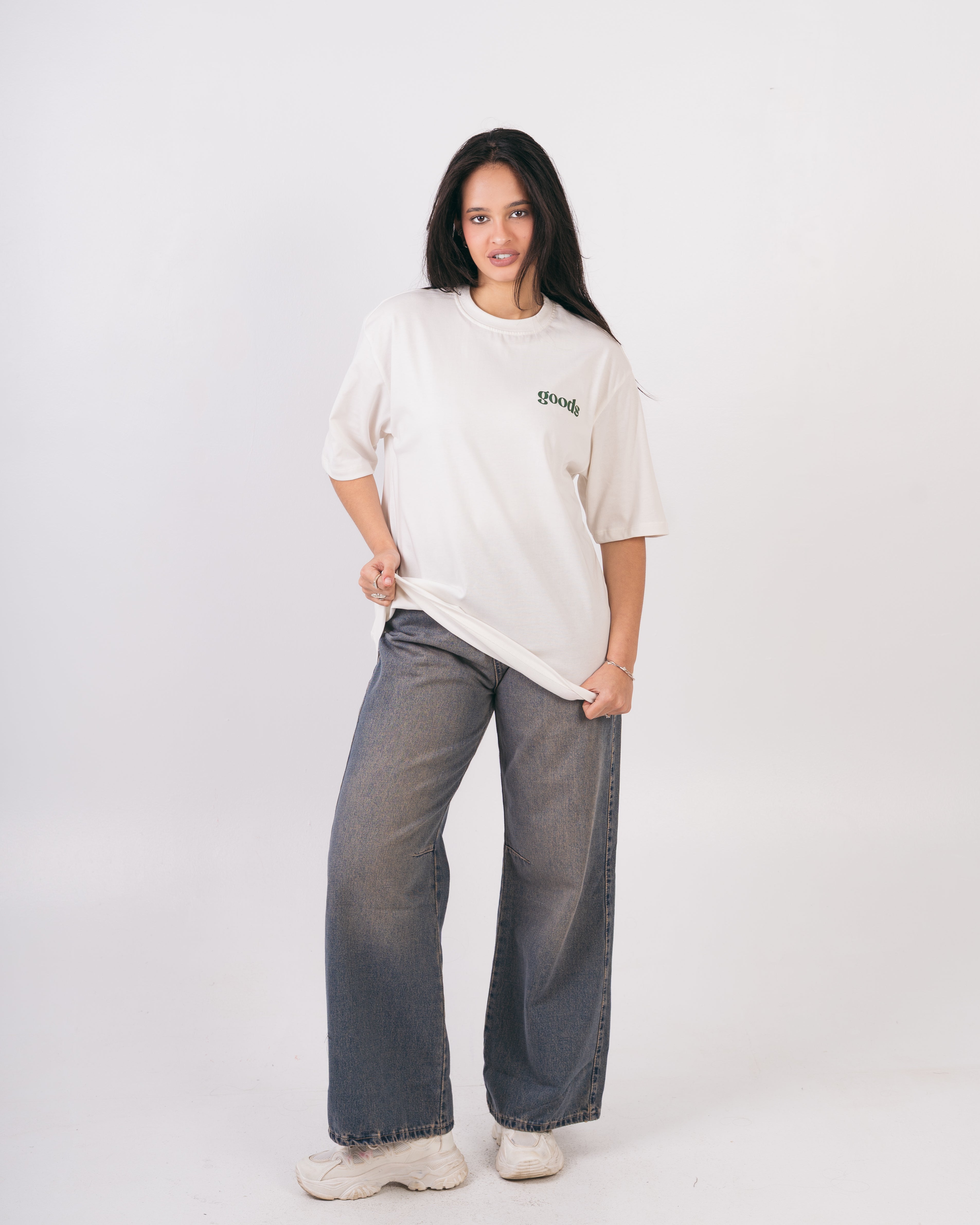 Oversized Back Text T-Shirt With Dove Print