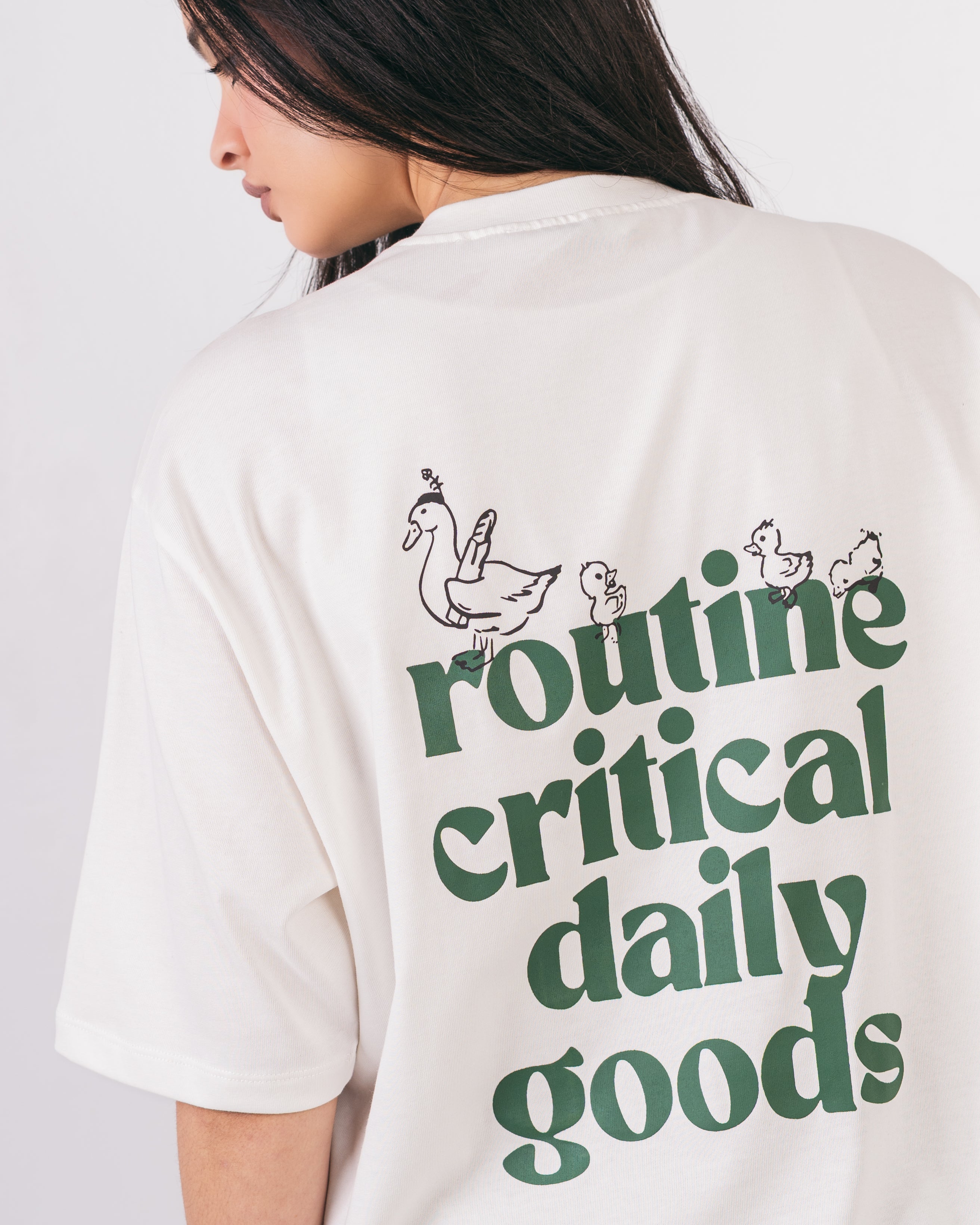 Oversized Back Text T-Shirt With Dove Print