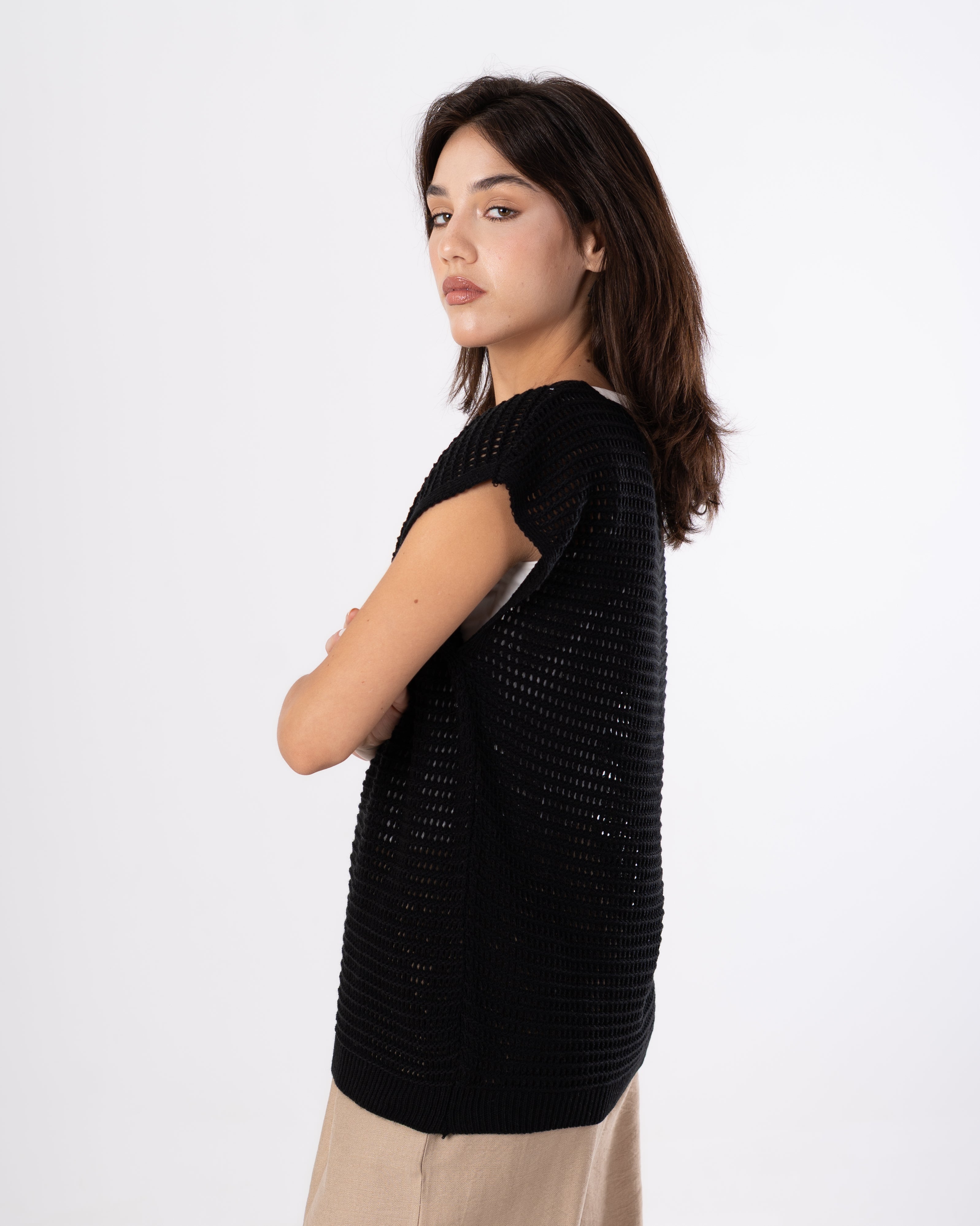 Sleeveless Knitwear Bodysuit – Square Cut-Outs