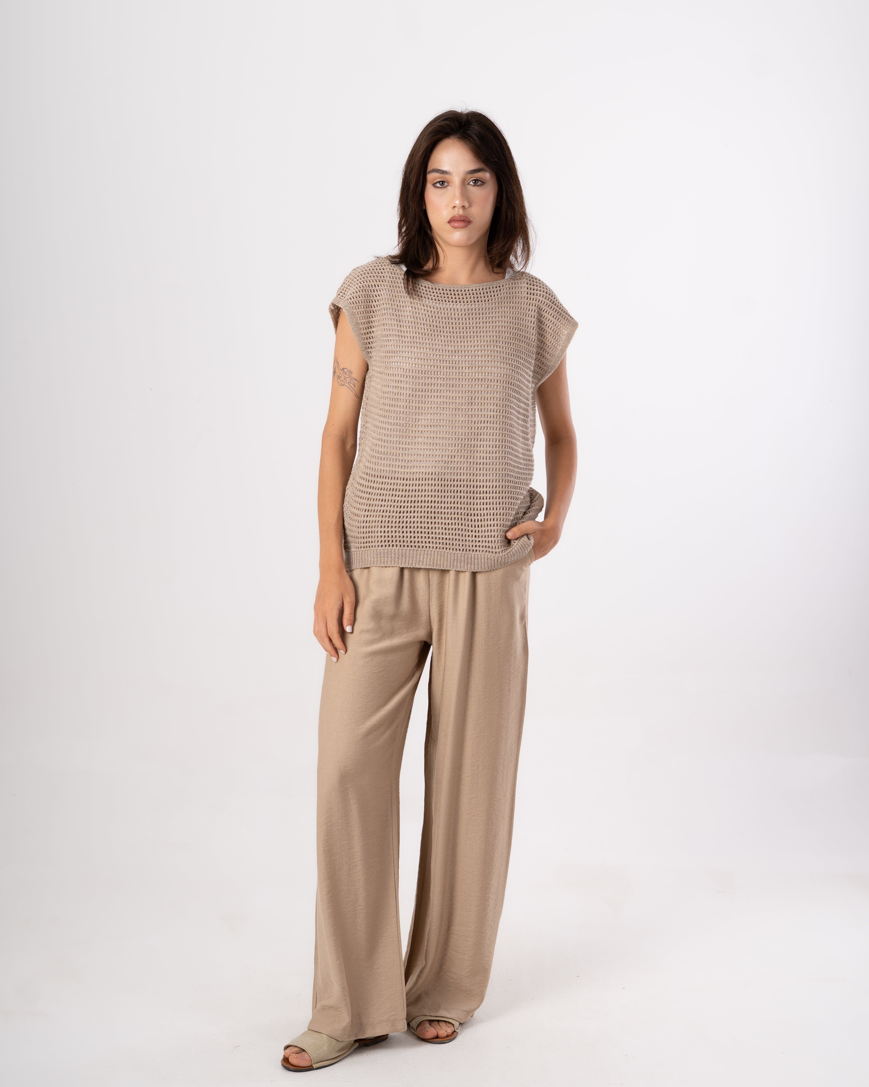Sleeveless Knitwear Bodysuit – Square Cut-Outs
