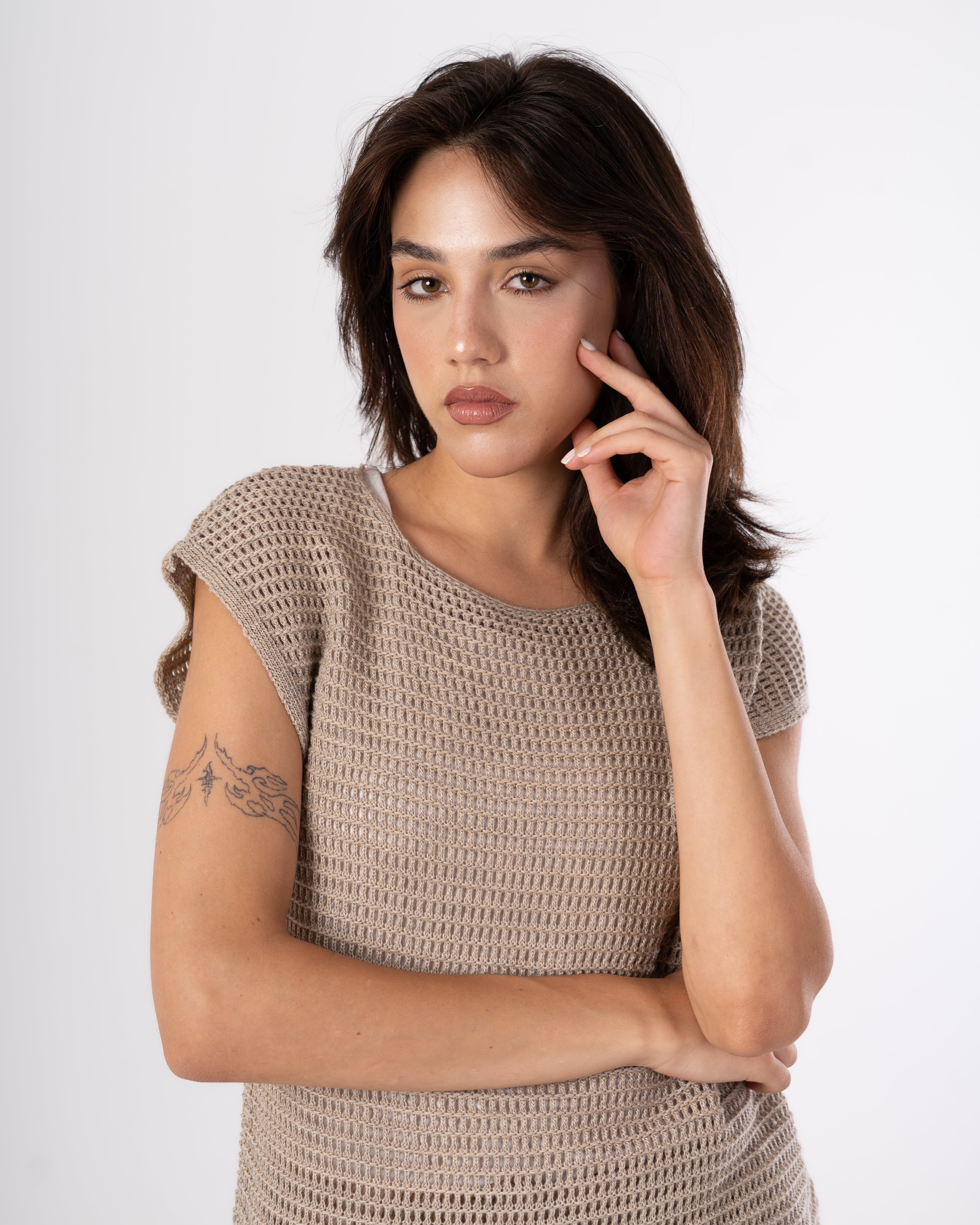Sleeveless Knitwear Bodysuit – Square Cut-Outs