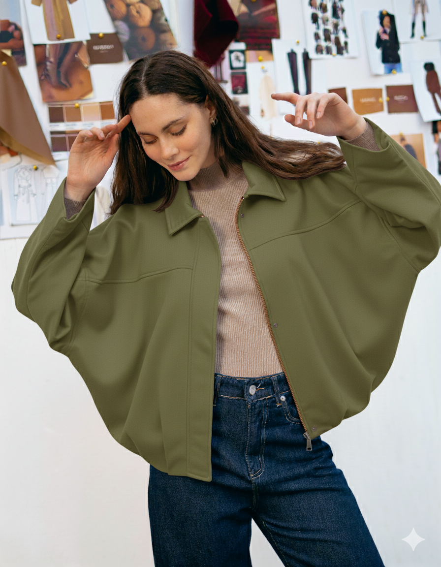 plain Jacket – Wide Sleeves (Zipper)