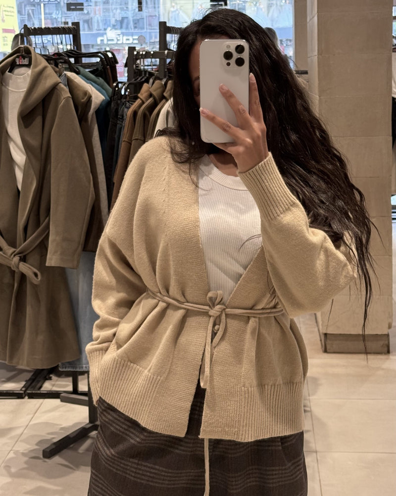 Knitwear Cardigan - Short  with drawstring