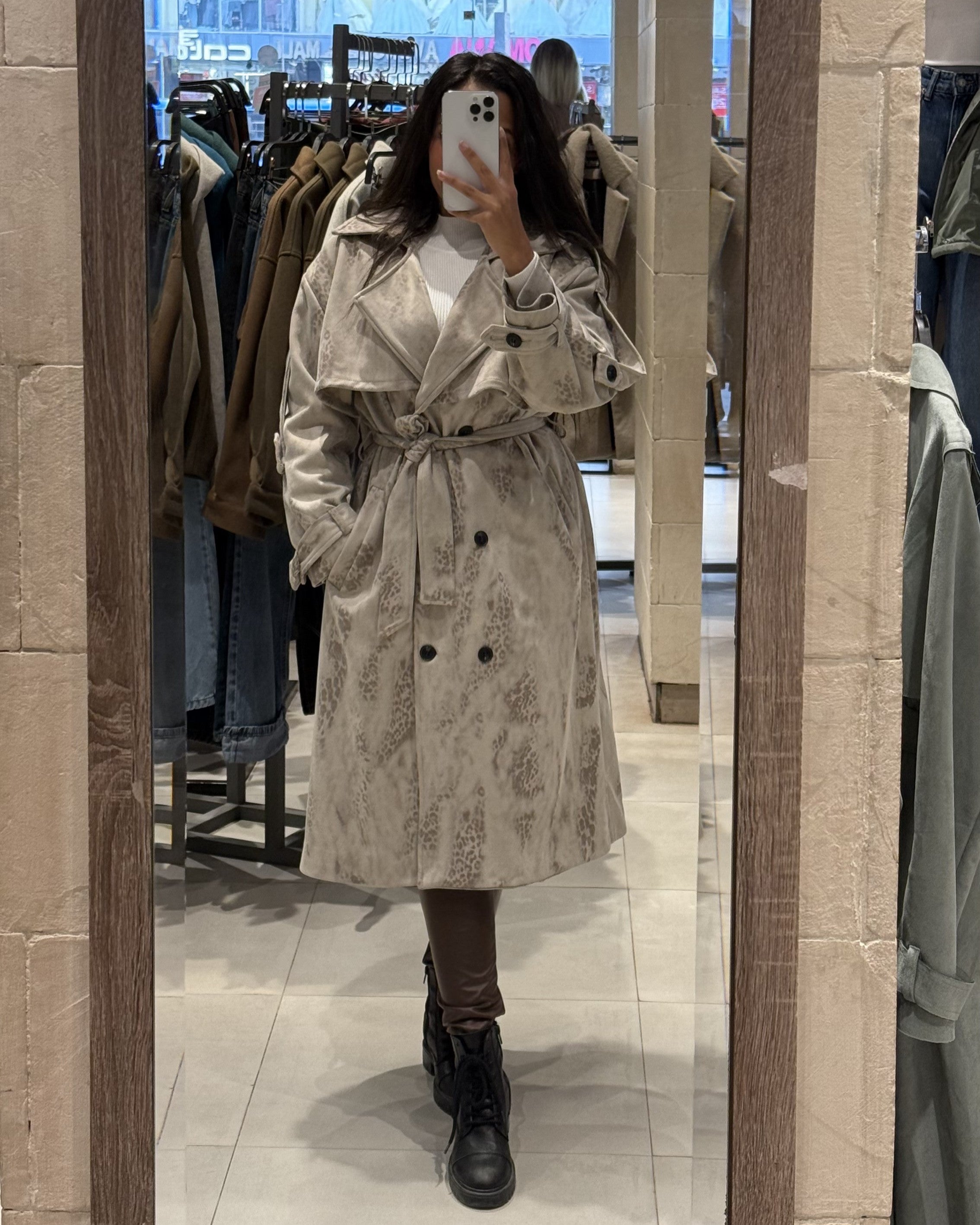 Trench coat gabardine with belt