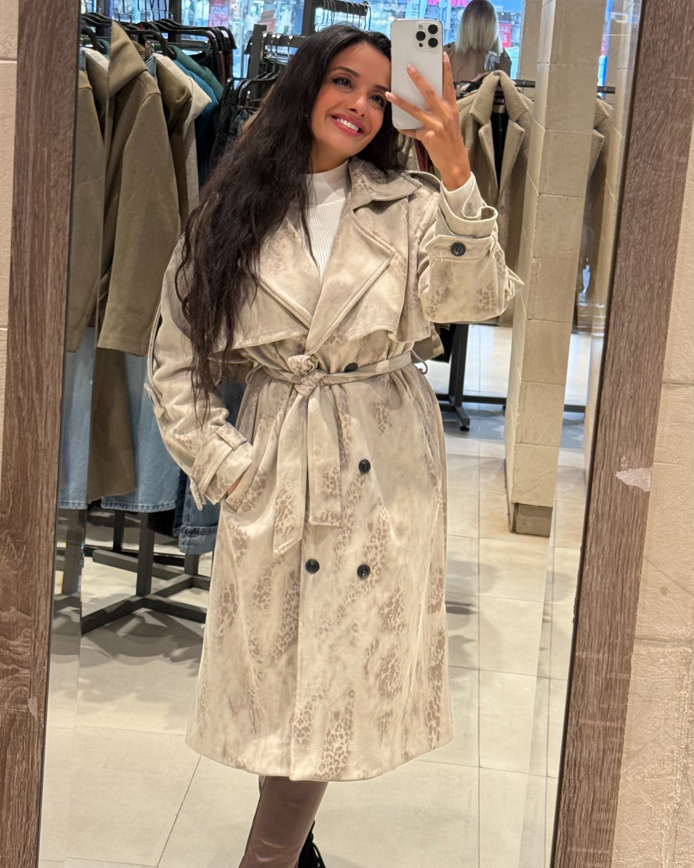 Trench coat gabardine with belt